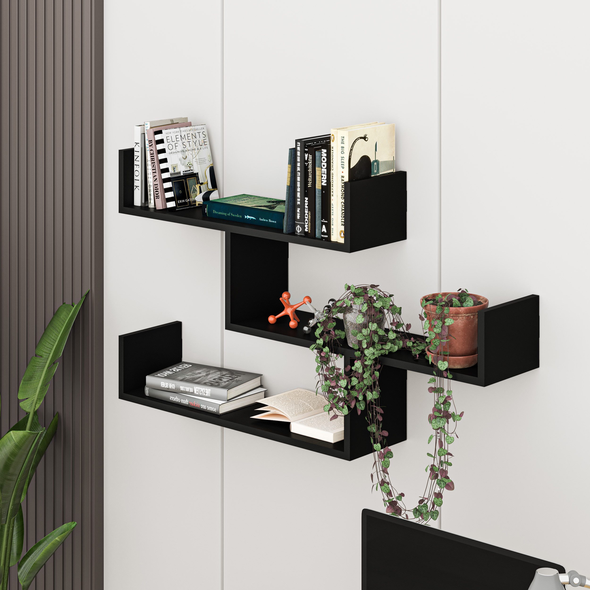 Decortie Bücherregal Tibet, Wandregal Modernes Bücherregal, 119 x 22 x 66,5 cm