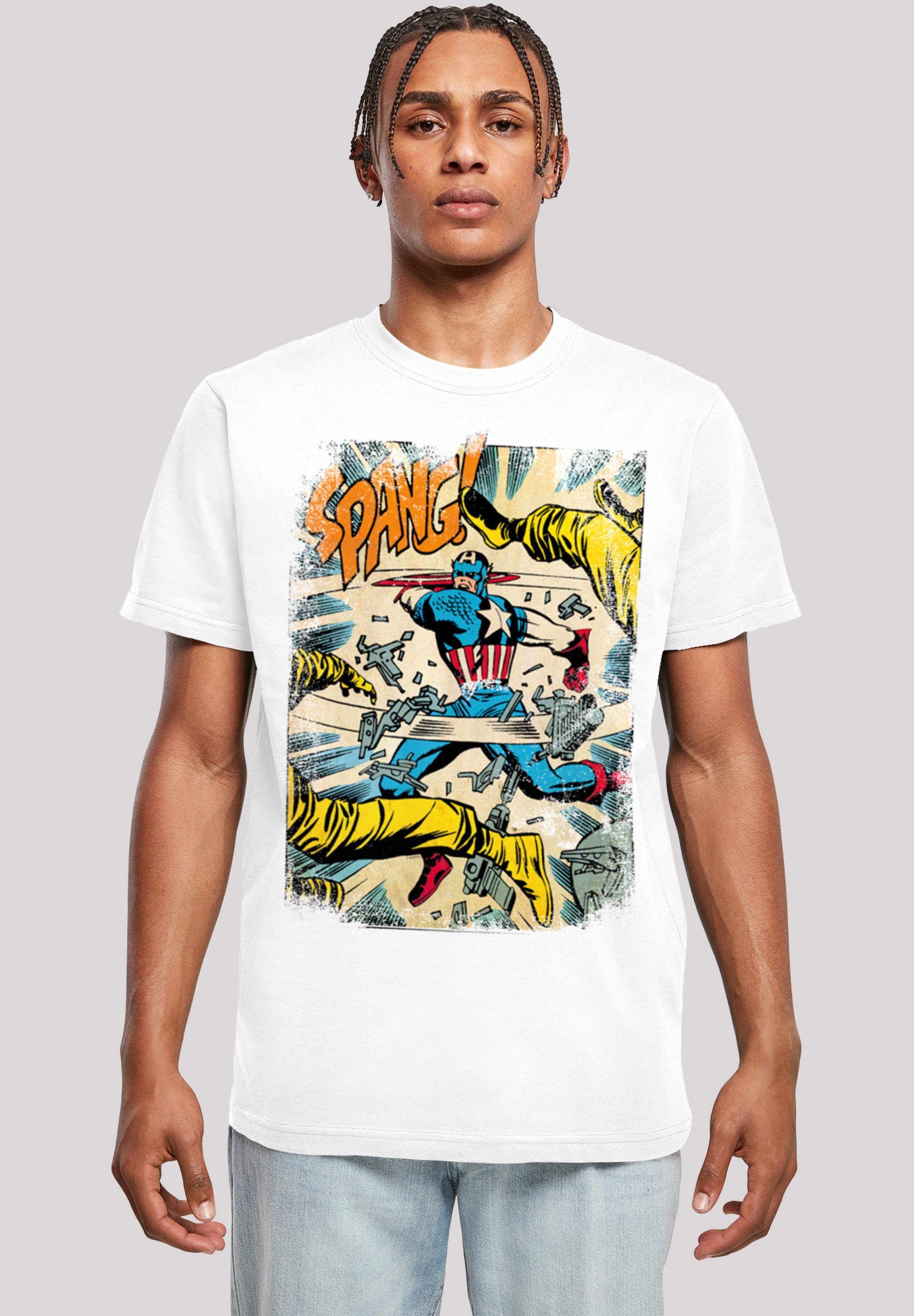 Round T-Shirt Kurzarmshirt Spang F4NT4STIC Captain Neck America (1-tlg) Herren Marvel with white