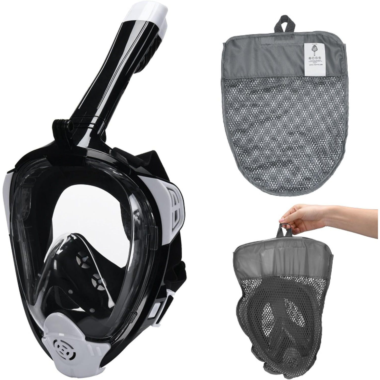 OKWISH Трубка Трубкаset Трубкаmaske Vollmaske Taucherbrille (Vollgesichts Tauchmaske, 180° Panoramablick Anti-Beschlag Anti-Leck mit Action-Cams kompatibel), für Erwachsene Kinder Tauchen Trocken Трубка und Schwimmen