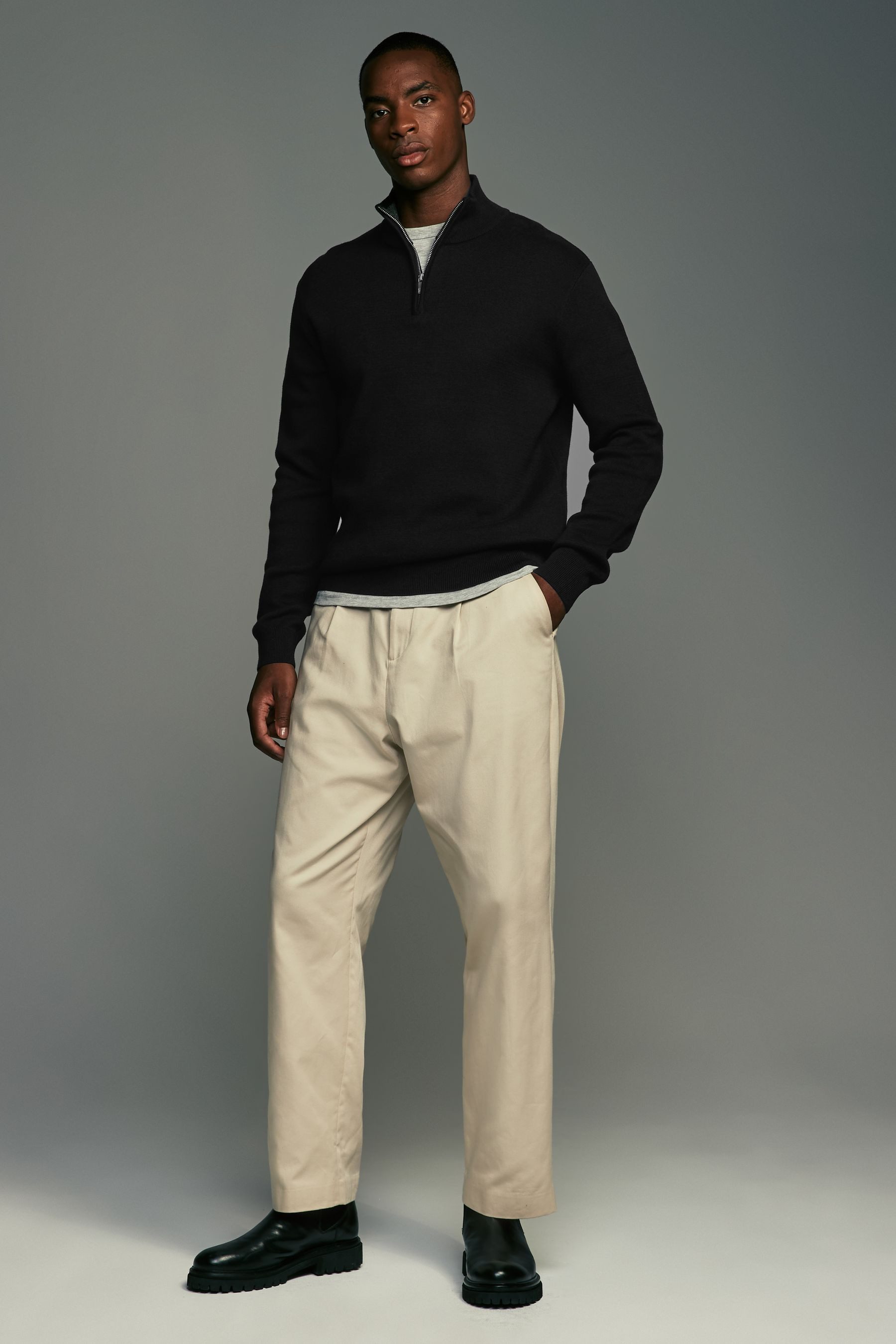 Next Strickpullover Regular Fit Premium-Troyer 2er-Pack Baumwolle (2-tlg)