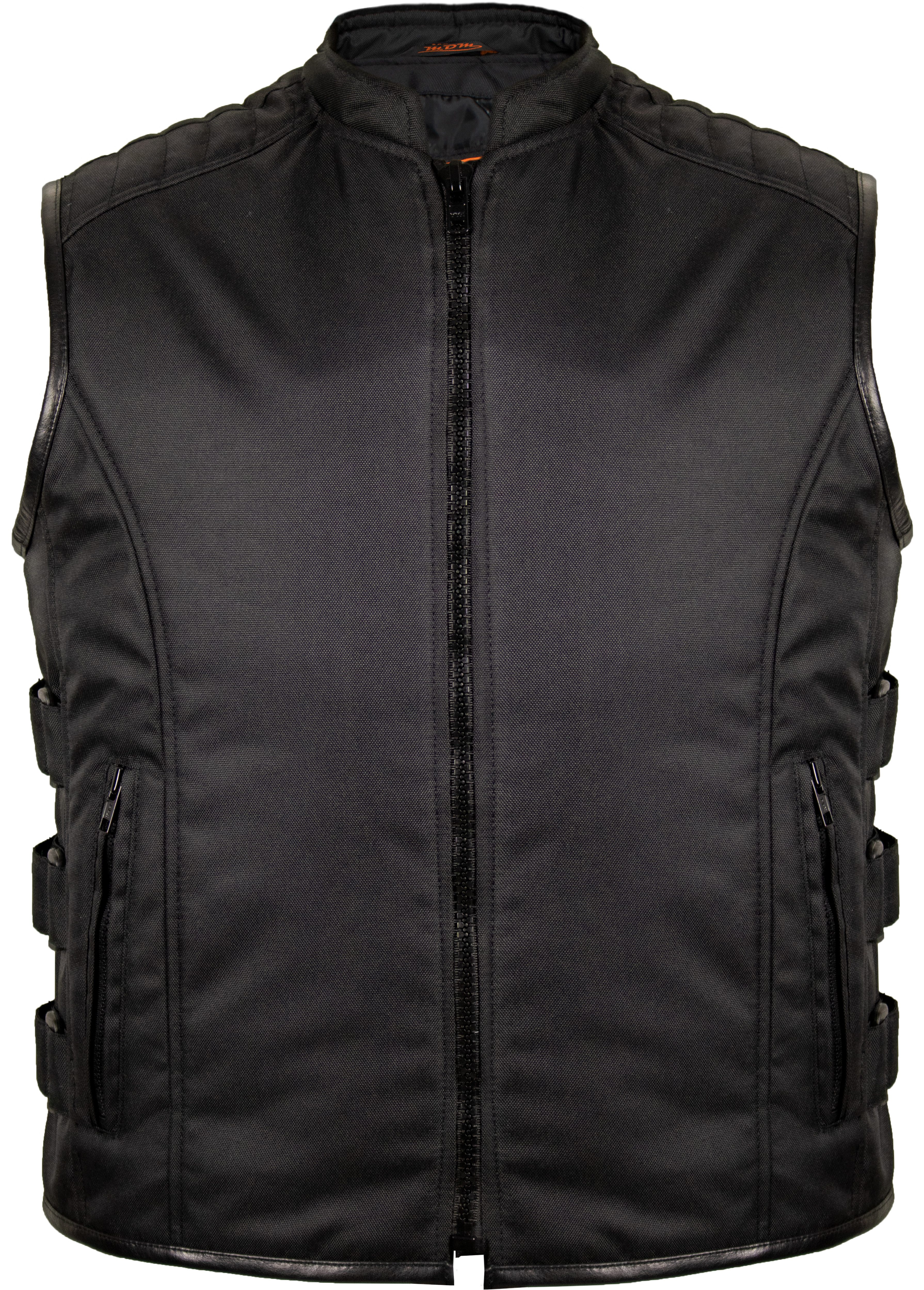 MDM Motorradweste Textil Biker Motorradweste mit Klettverschlüssen in schwarz Leichte Sommer Biker Weste im SWAT Stil