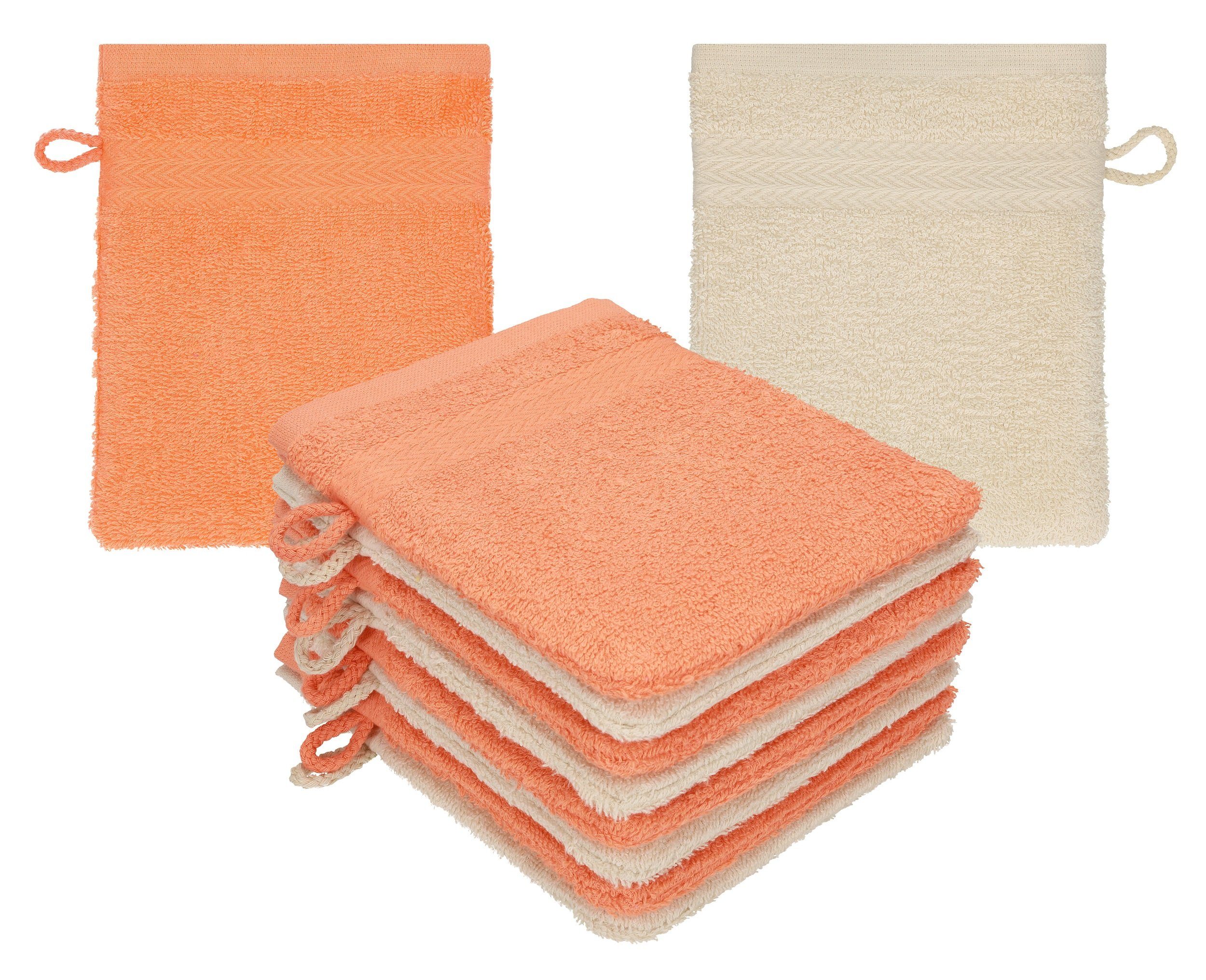 Set Waschhandschuh 16x21 Betz blutorange Premium 100% cm Baumwolle (10-tlg) Stück 10 Waschhandschuhe Waschlappen Sand Farbe -