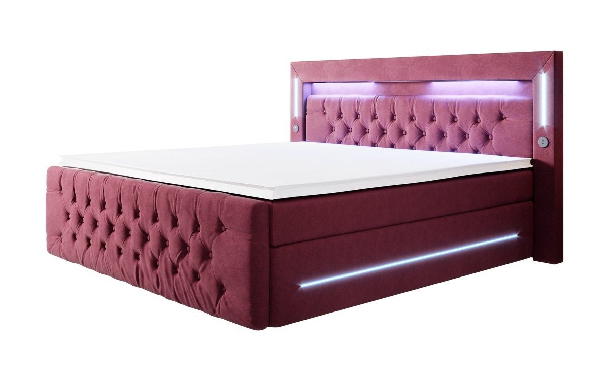 Luxusbetten24 Boxspringbett Moonlight, mit LED-Beleuchtung, USB-Anschluss günstig online kaufen
