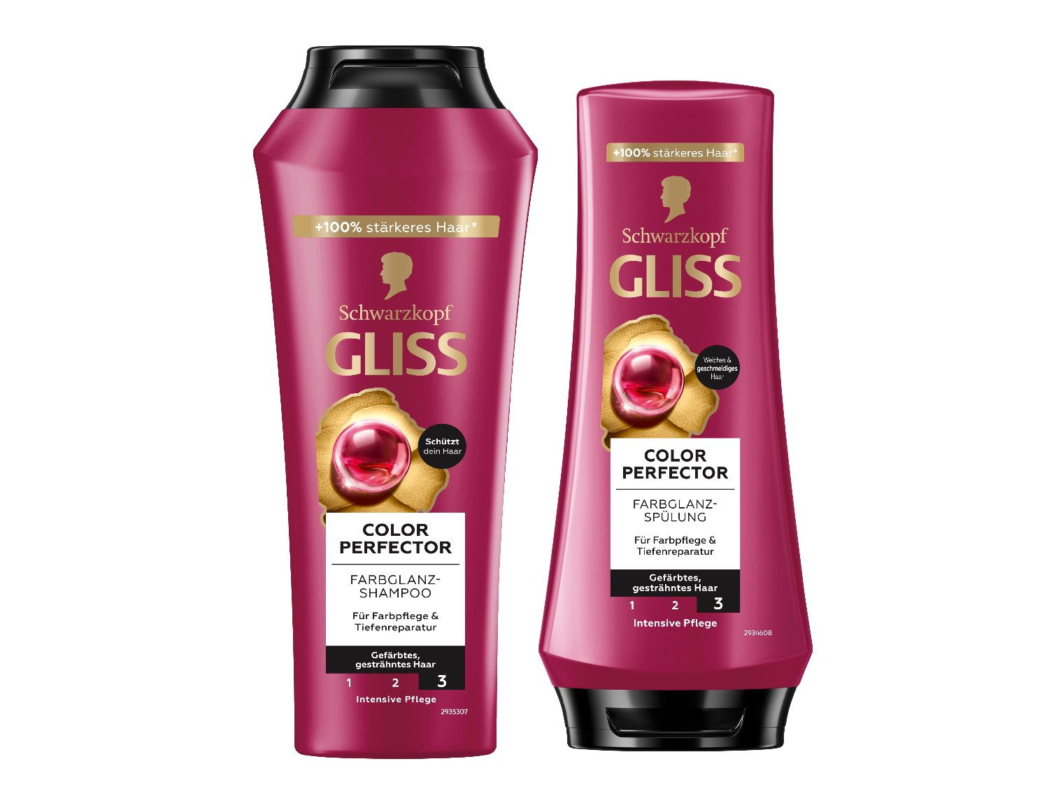 Gliss Haarshampoo Color Perfector 250ml & Haar-Spülung 200ml, 2-tlg., Intensiver Farbschutz, glänzendes Ergebnis, Tiefenreparatur, Farbglanz