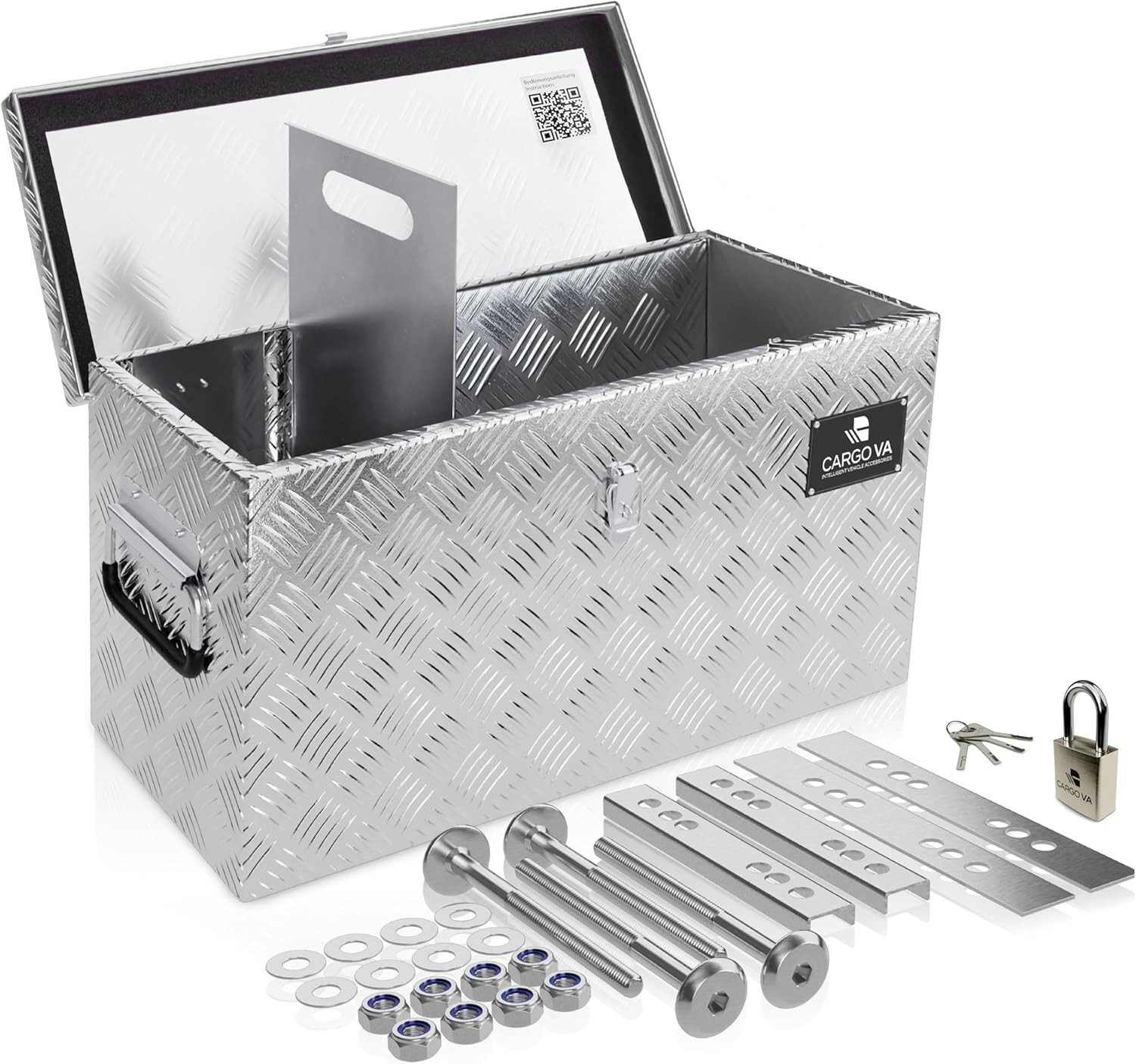 CargoVA® Anhänger-Deichselbox Wasserfeste Deichselbox – abschließbar, mit Befestigung, 50/60/70/80cm, Wasserdicht, rostfrei, abschließbar, universelle Passform