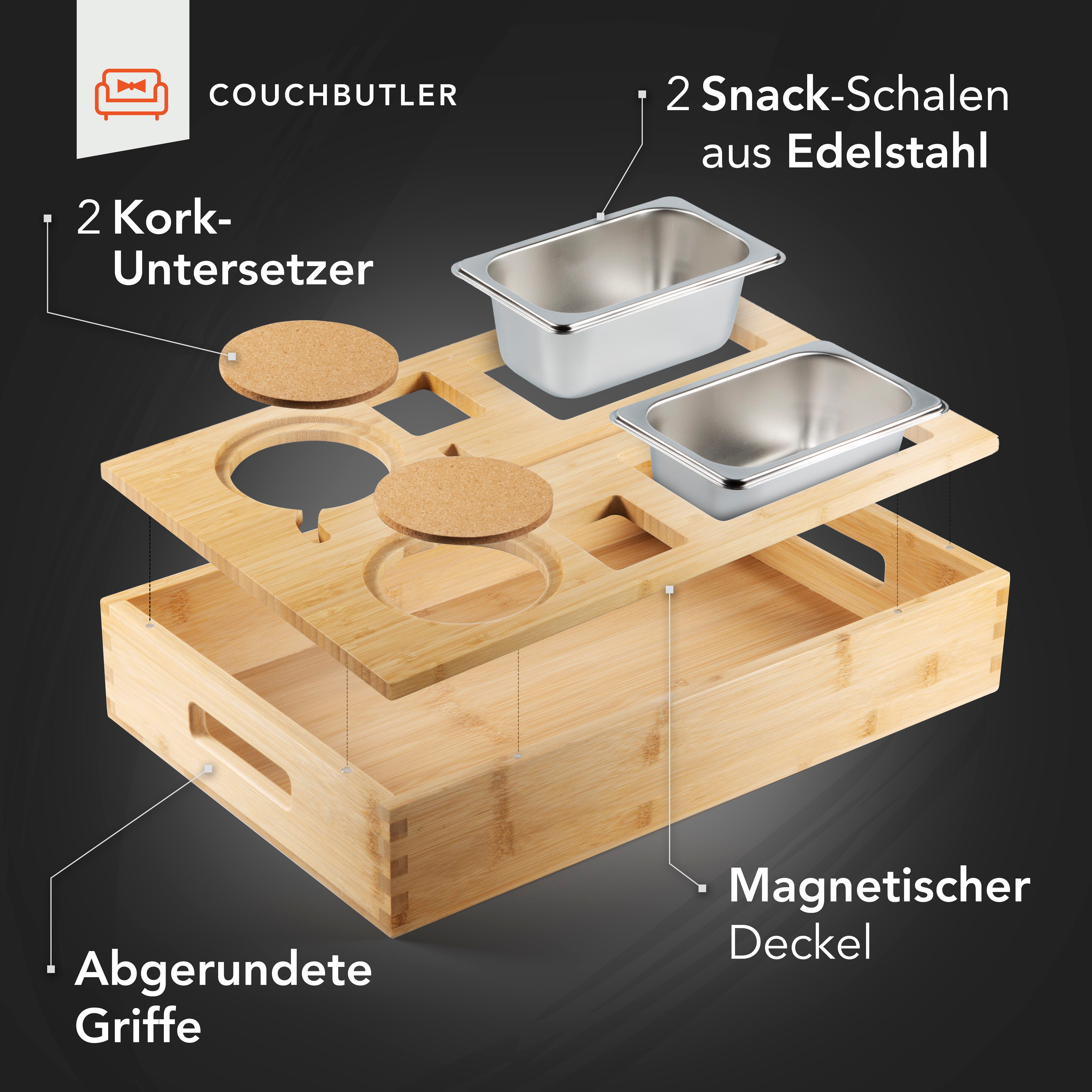 NewHabitat Servierplatte Couchbar Snackbox aus Bambus Personalisierbar inkl. Geschenkbox, Nicht Personalisiert, (Geschenkset, Couchbutler), Perfekt als Geschenk – Bild 5 von 5