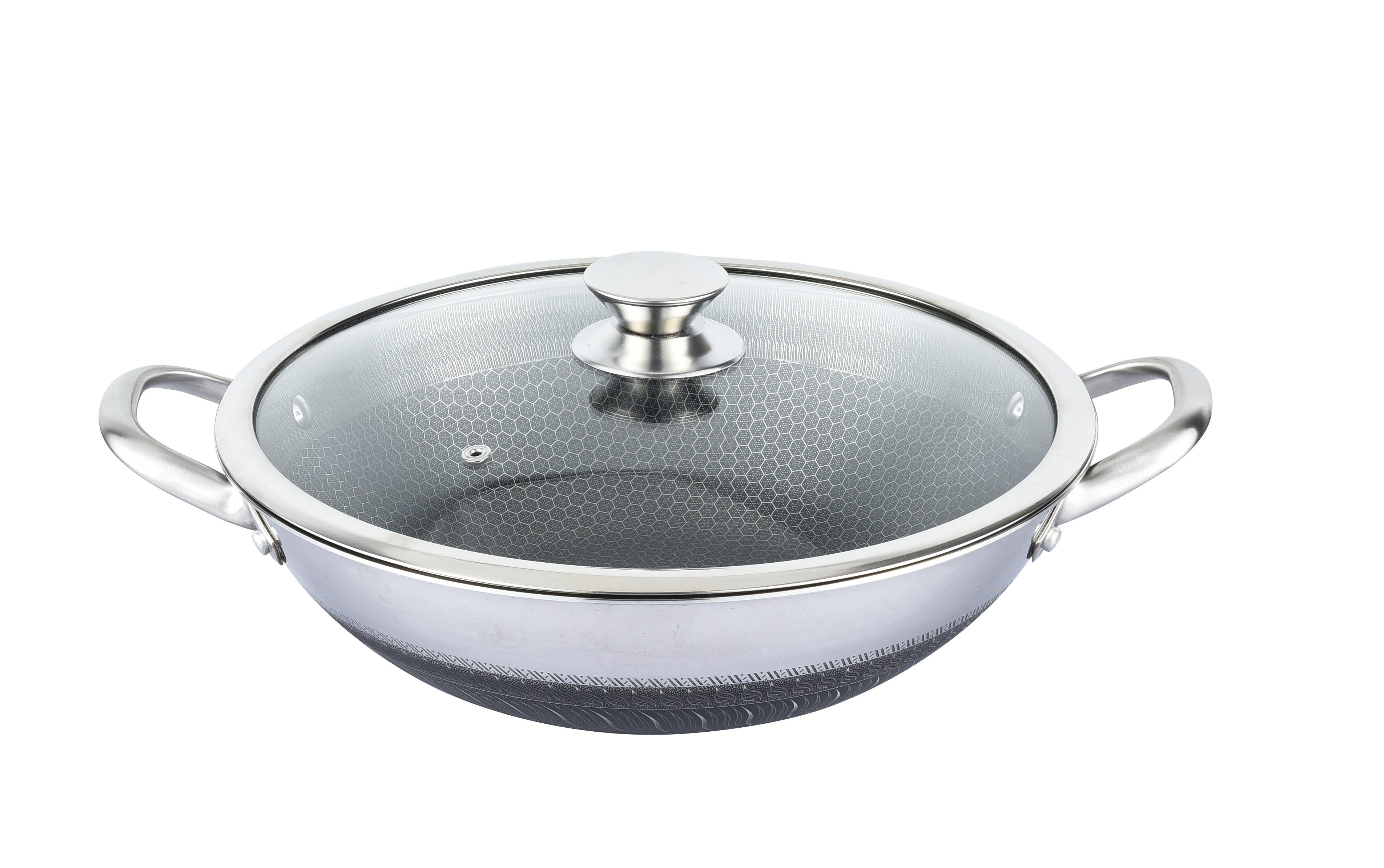 Cheffinger Wok Wok Topf 32cm Edelstahl Wabenstruktur Ø32cm Induktion