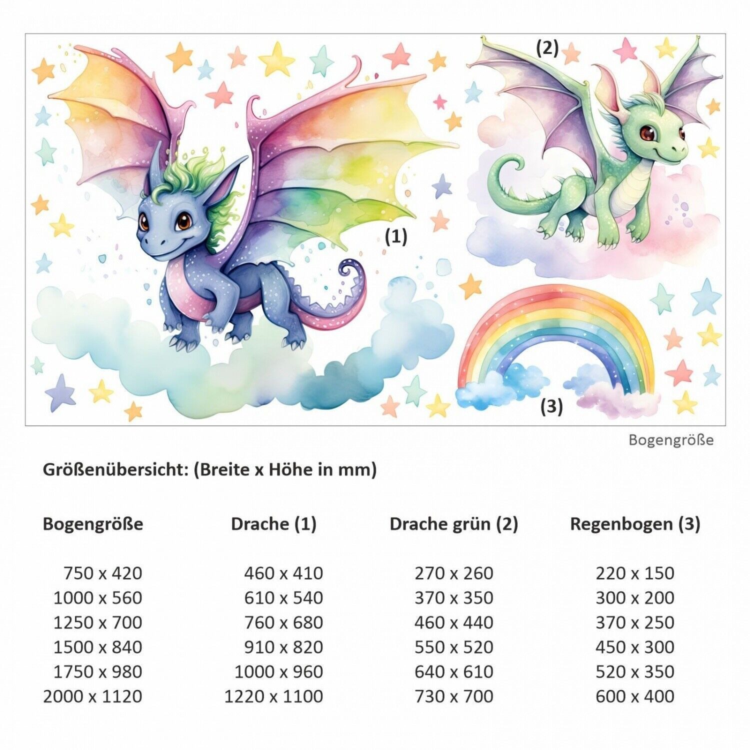 nikima Wandtattoo 255 Wandtattoo bunte Drachen günstig online kaufen