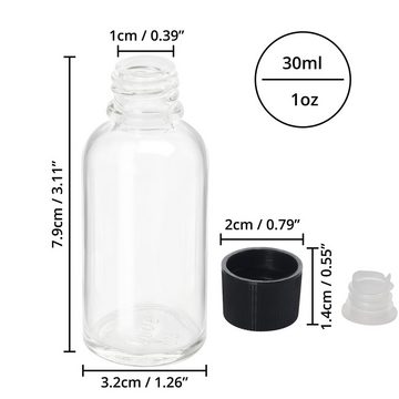 Belle Vous Flachmann 30 Glasflaschen mit Schraubverschluss - 30 ml Vorratspack, 30 Stk. Glasflaschen mit Schraubverschluss - 30 ml