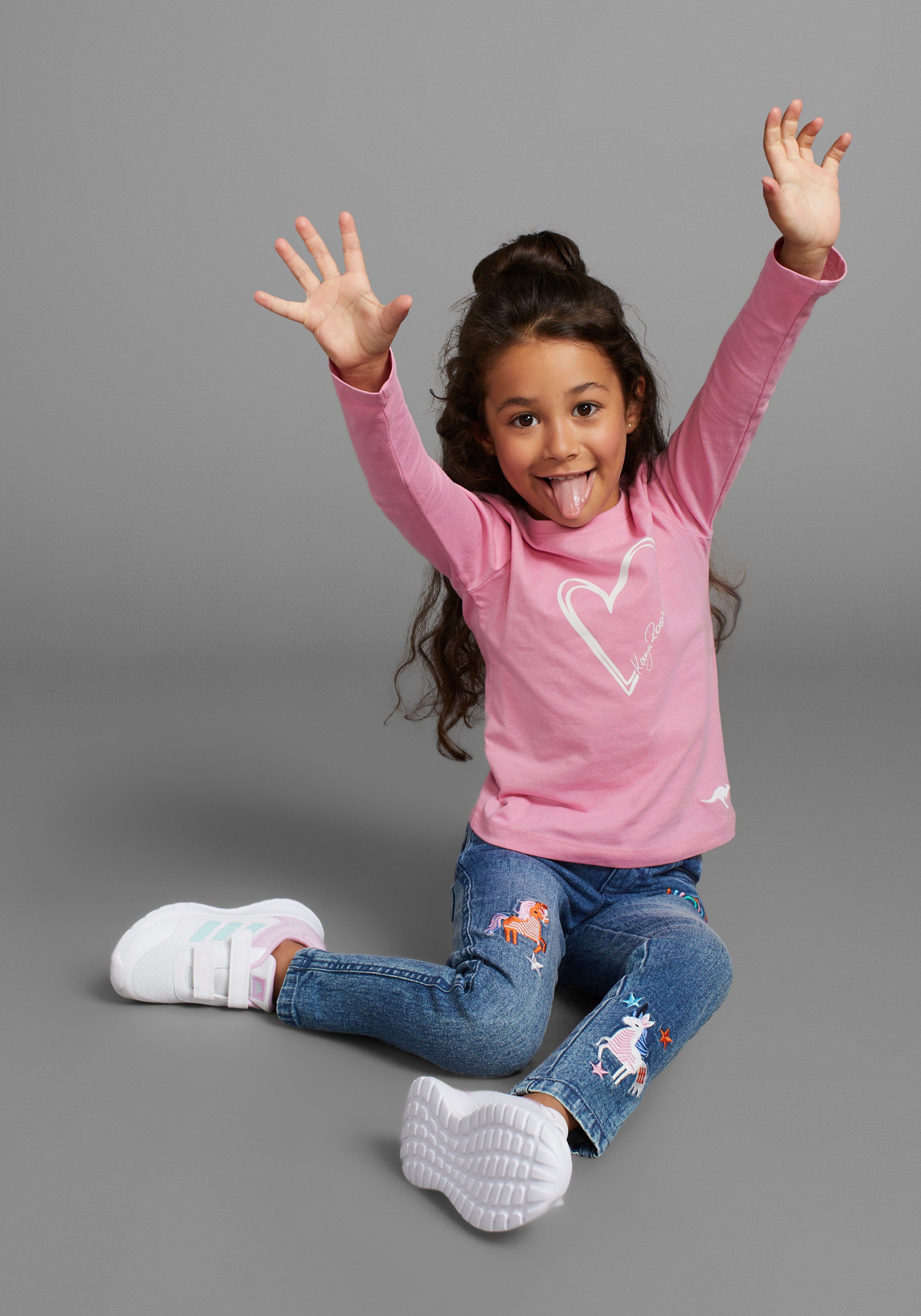 KangaROOS Langarmshirt für kleine Mädchen, süßer Logo-Druck