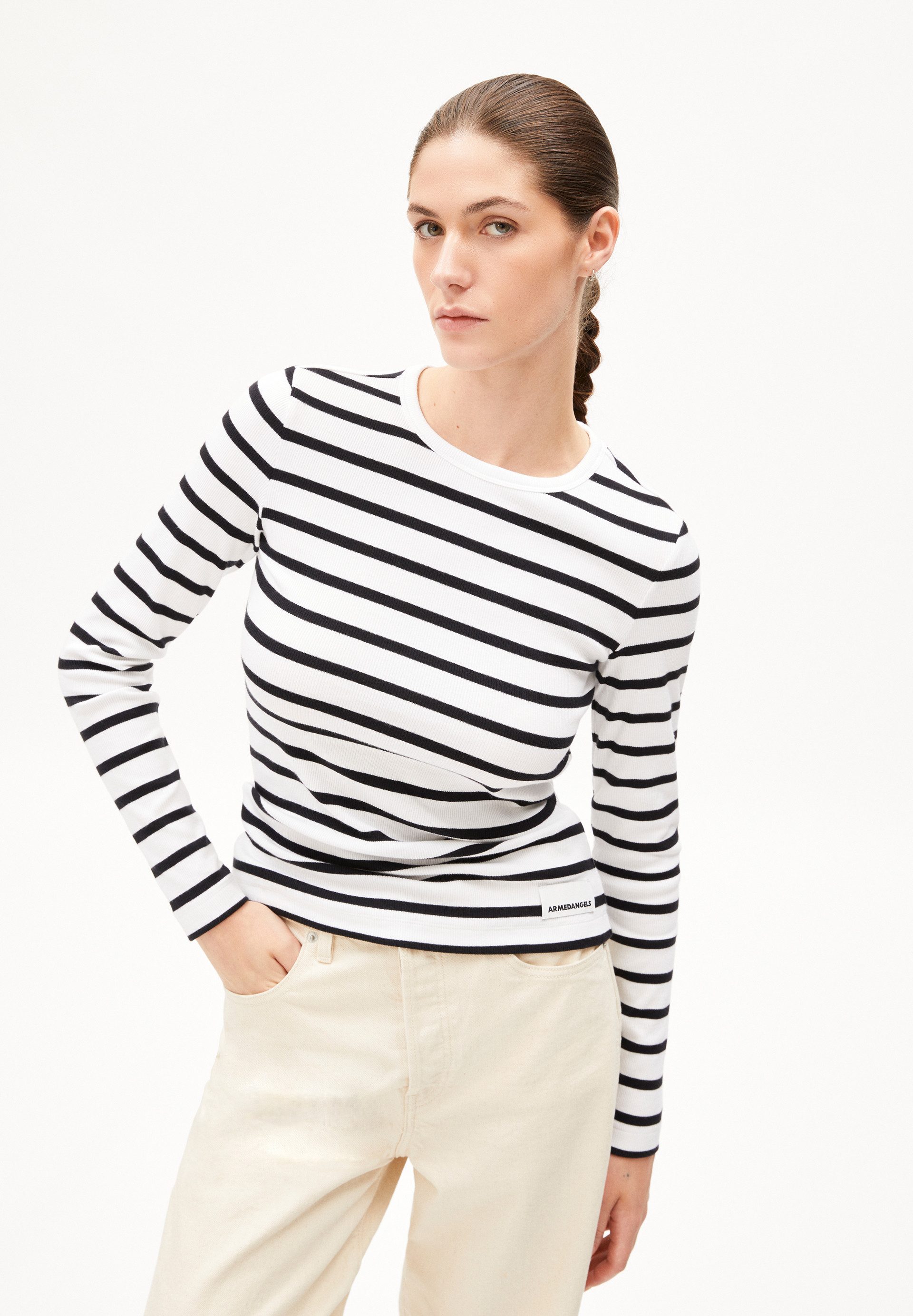 Armedangels Longsleeve MAYWAA STRIPES (1-tlg) Rundhalsausschnitt