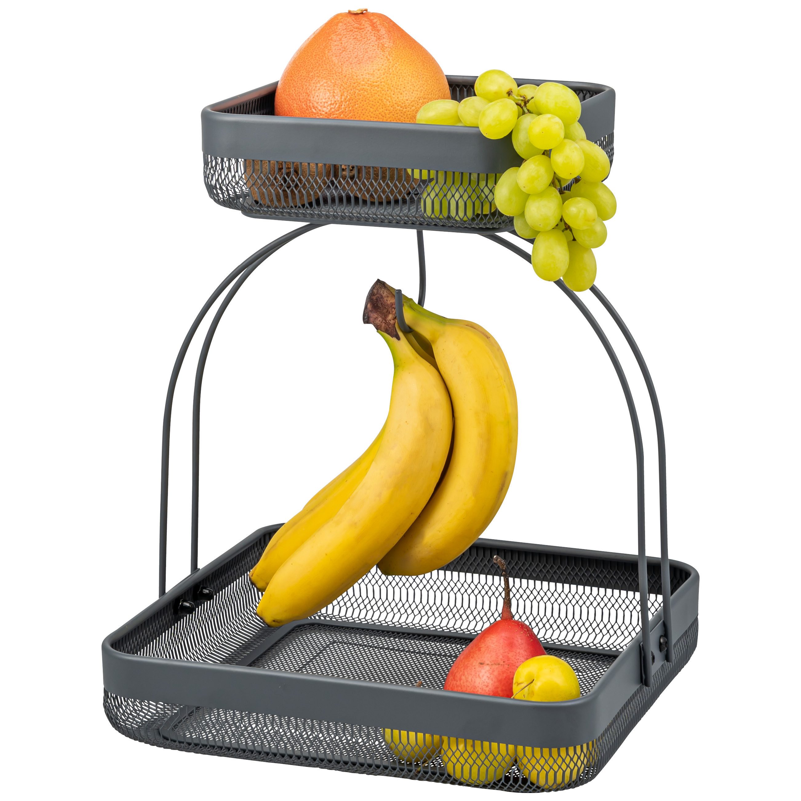 eluno Obstschale 2-stöckig mit Bananenhalter aus Metall, Metall, (1-tlg)