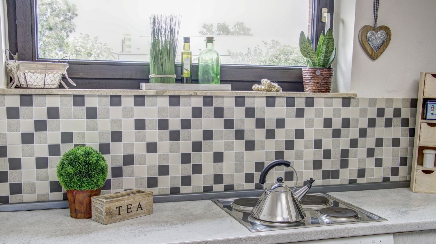 Mosani Mosaikfliesen Mosaik Fliese Keramik hellbeige grau unglasiert – Bild 4 von 5
