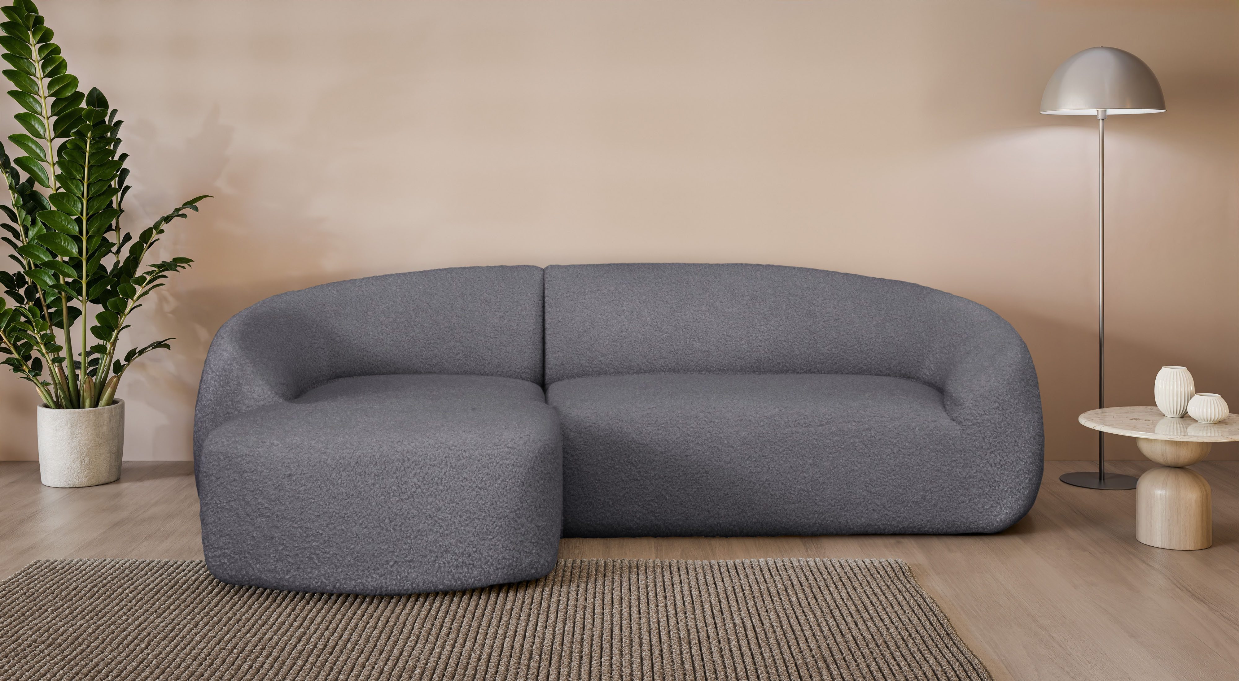 Ecksofa YANI, L-Form, Designersofa, organische Form, Maße B/T/H: 255/170/81 cm