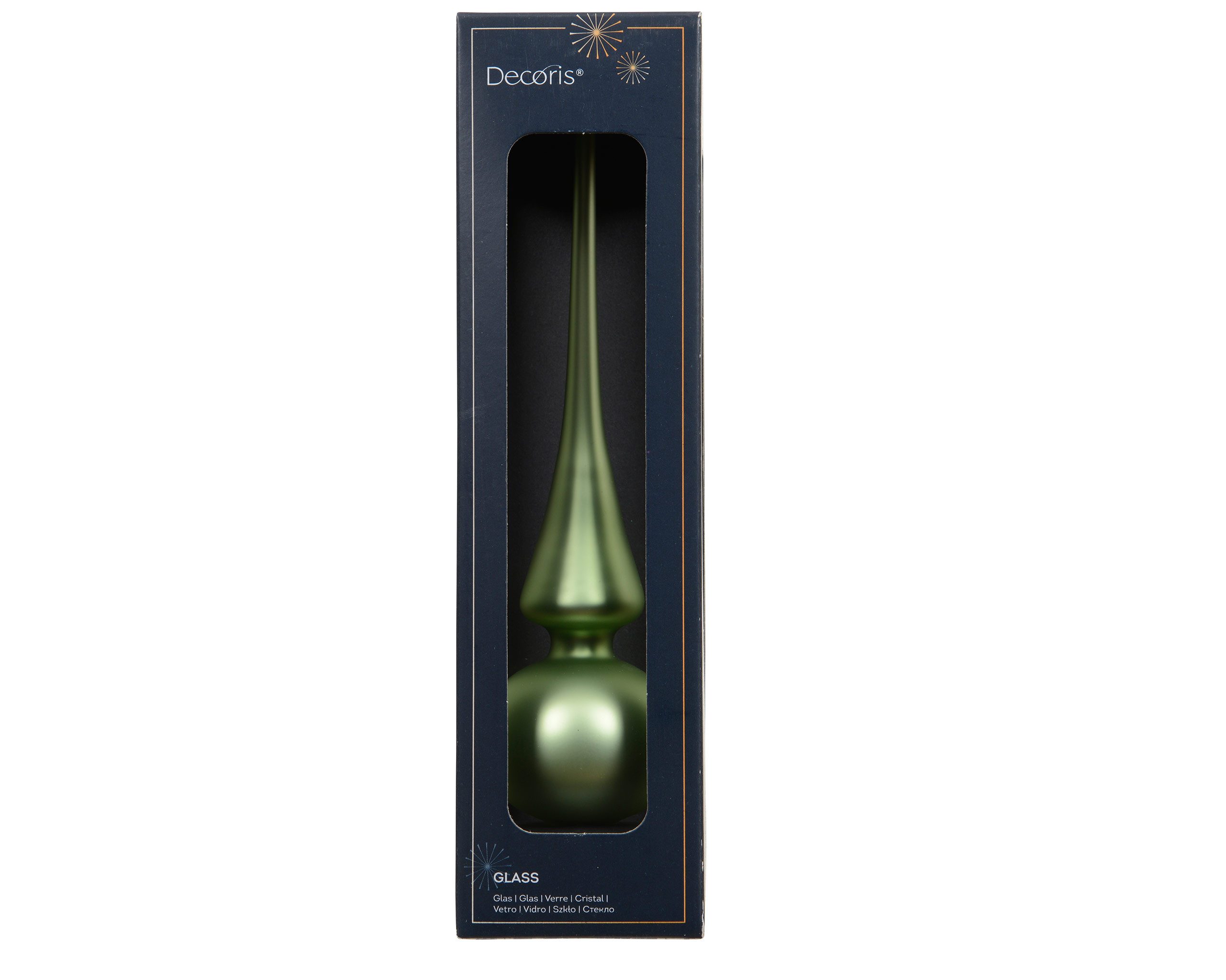 Kaemingk Christbaumspitze, Christbaumspitze Glas 26cm - Matchagrün matt