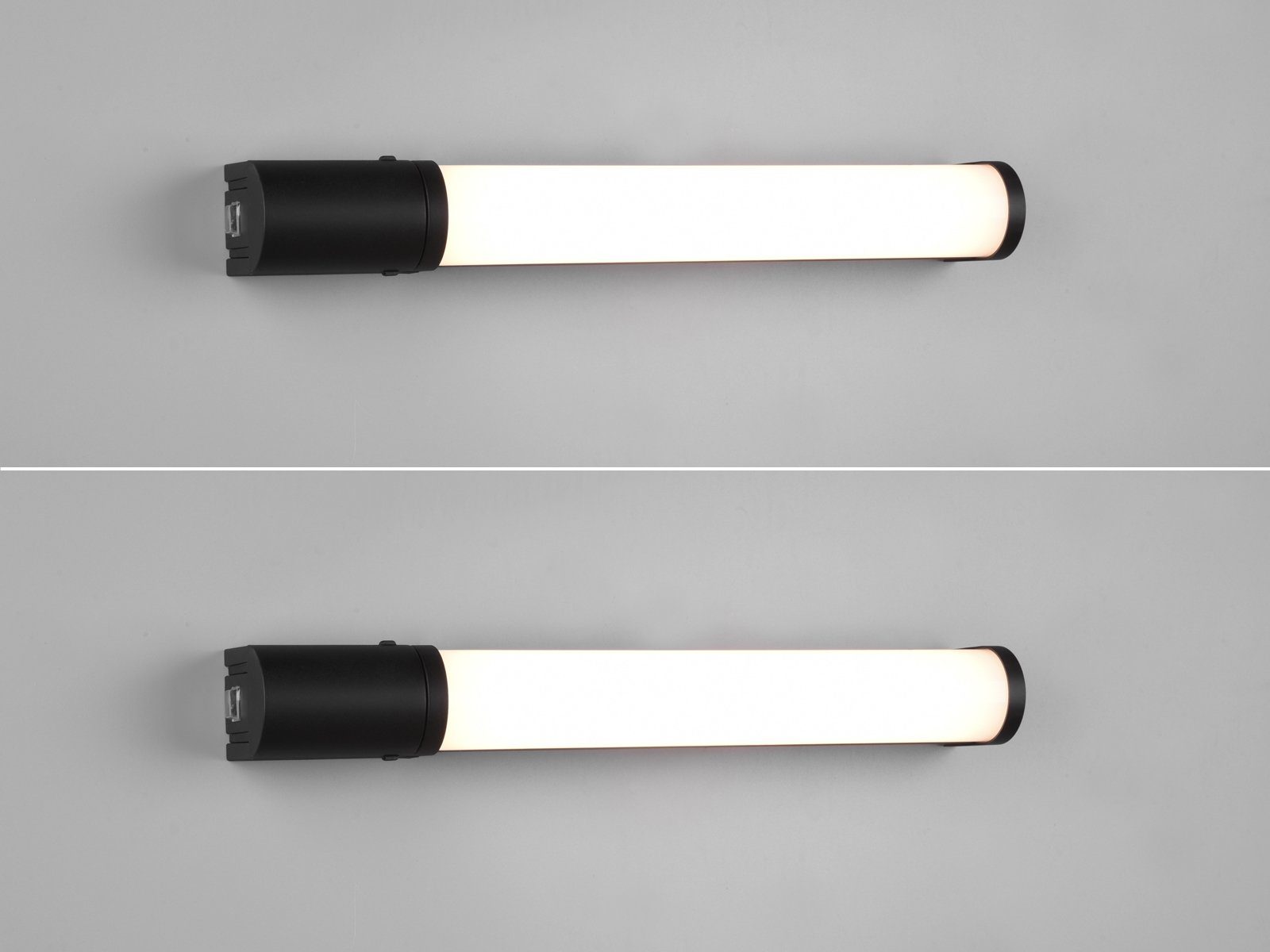 41,5cm LED mit integriert, matt Schalter fest meineWunschleuchte Bad-lampe & Weiß / Schwarz Schminklicht LED 2er Spiegelleuchte, Steckdose Warmweiß, B Set