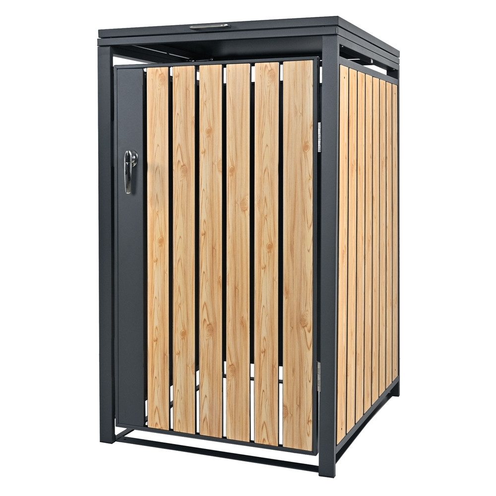 ML-DESIGN Mülltonnenbox Müllbox aus Stahl wetterfeste Mülltonnen Verkleidung Mülltonnengarage, Mülltonnencontainer mit Klappdeckel / Tür für 1 Tonne à 240 ltr.