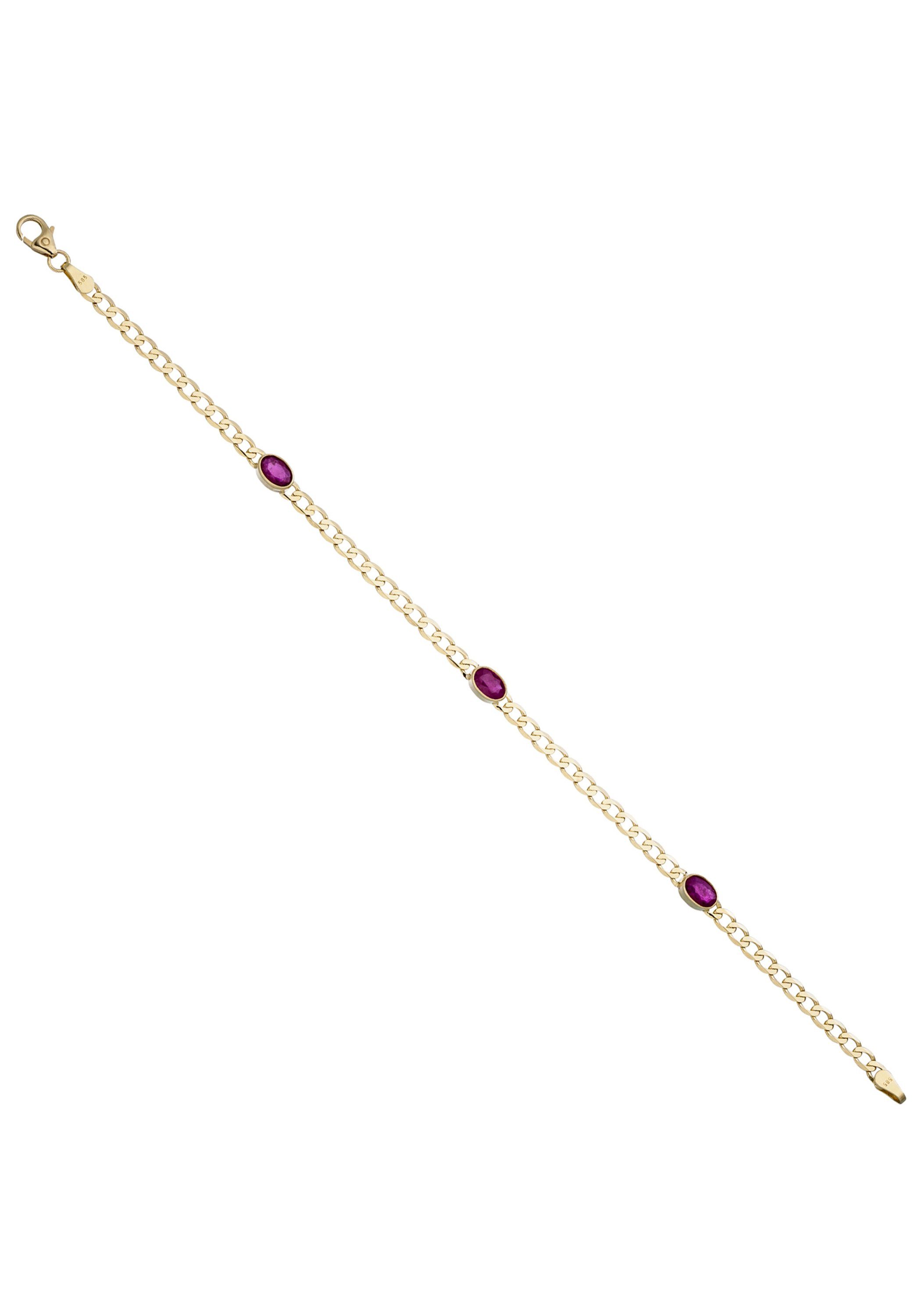 JOBO Goldarmband, 585 Gold mit Rubin gel...