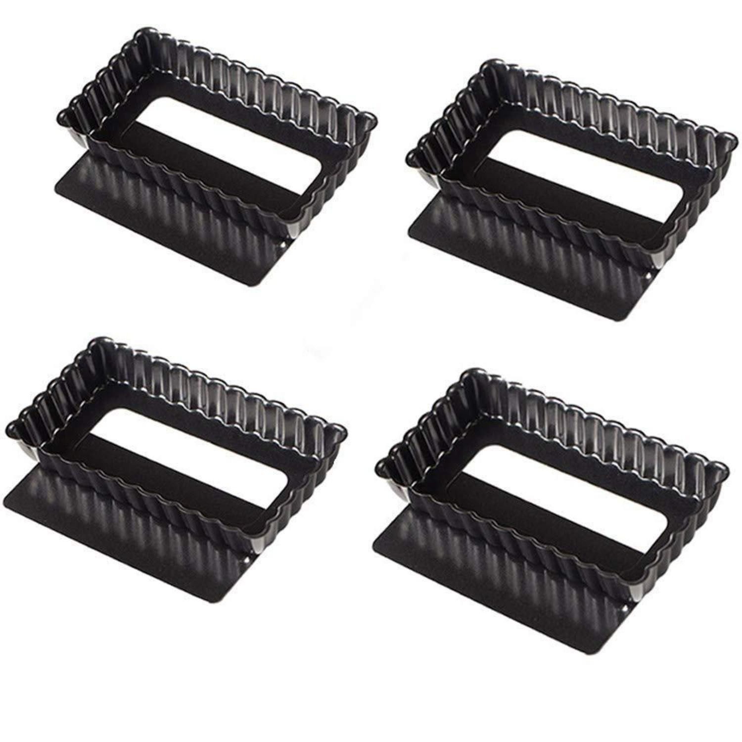 LuxusKollektion Tarteform Tarteform Rechteckig Mini mit Hebeboden 11cm Set 4, (4-tlg)