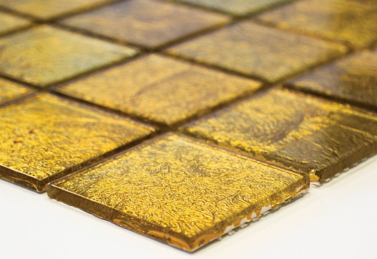 Mosani Mosaikfliesen Glasmosaik Matten 10 Crystal / glänzend gold Mosaikfliesen
