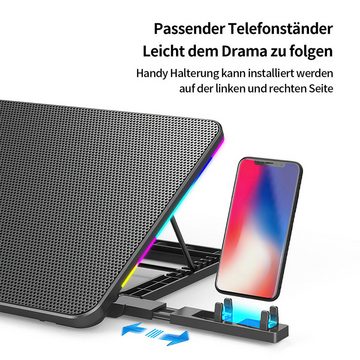 DOPWii Notebook-Kühler RGB-Laptop-Kühler mit 6 Lüftern, Laptop-Kühlständer, mit 7 verstellbaren Höhen, Telefonständer und 2 USB-Anschlüssen