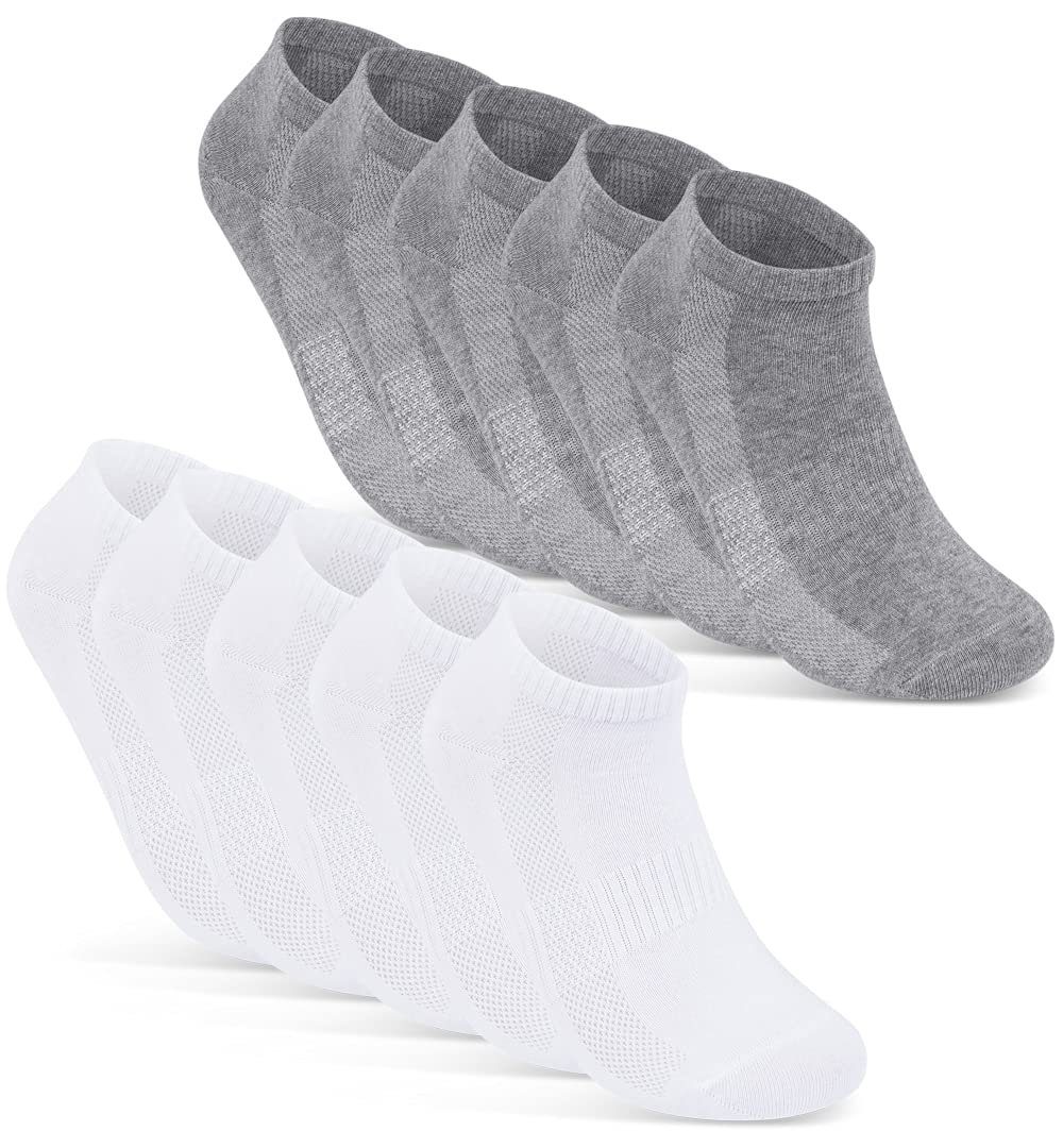 Mesh-Streifen Paar Grau Damen Weiß/Grau mit 35-38) Baumwolle Sneakersocken Socken" Schwarz Sneaker sockenkauf24 "Premium 10 - Herren 16510 WP Weiß & (5xWeiß Atmungsaktiv 5xGrau,