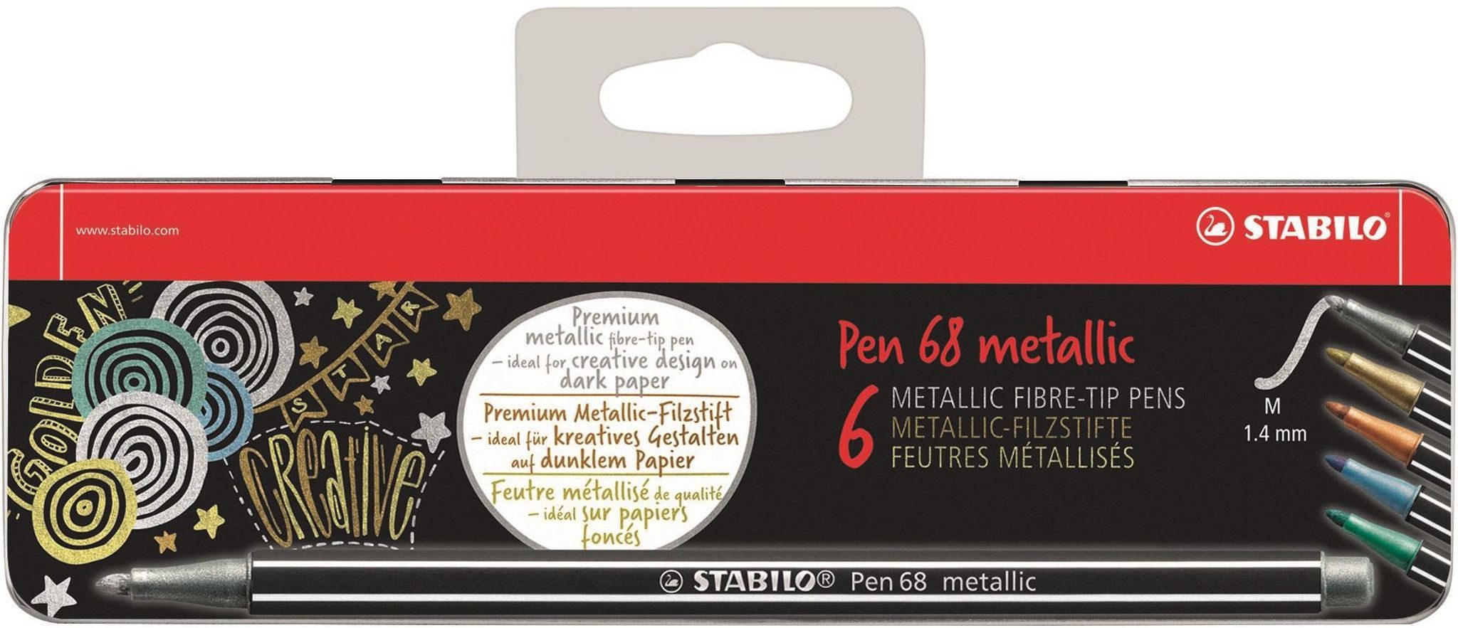 STABILO Malstift STABILO Pen 68 metallic 6er Metalletui mit Hängelasche