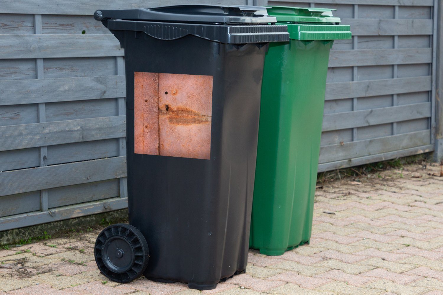 Industrie St), Sticker, Wandsticker Abfalbehälter (1 Metall - - Mülleimer-aufkleber, Mülltonne, Rost Container, MuchoWow