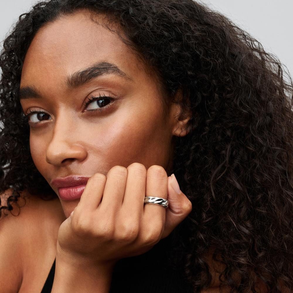 Pandora Fingerring Ring für Damen mit Wellenoptik, Sterlingsilber von PANDORA Essence