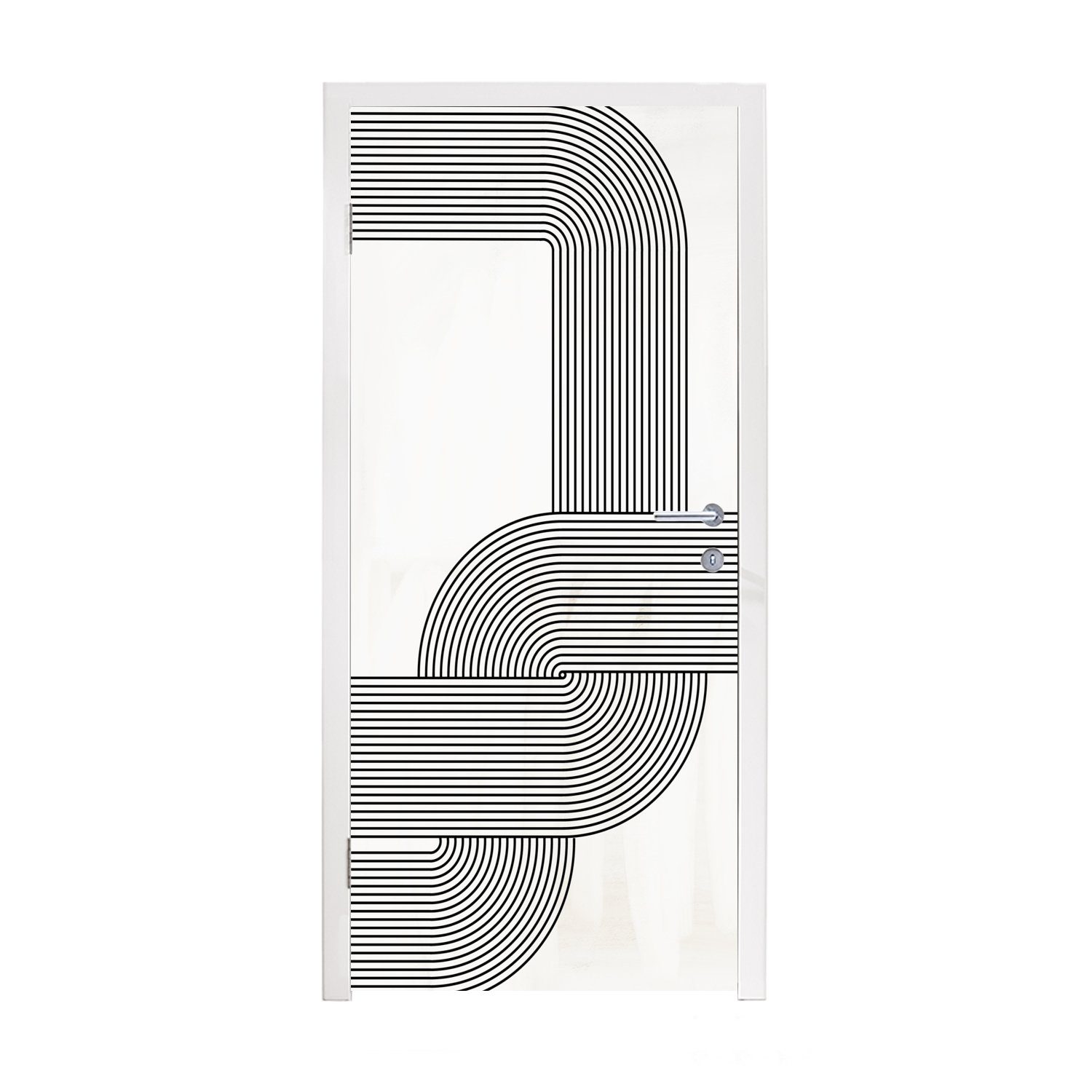 MuchoWow Türtapete Kunst - Schwarz - Weiß - Linie, Matt, bedruckt, (1 St), Fototapete für Tür, Türaufkleber, 75x205 cm