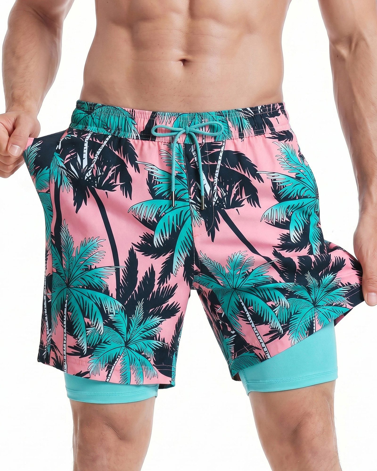 MaaMgic Shorts Herren Elastan kurze Hose 2-in-1 Badehose schnelltrocknend Sporthose (1-tlg)