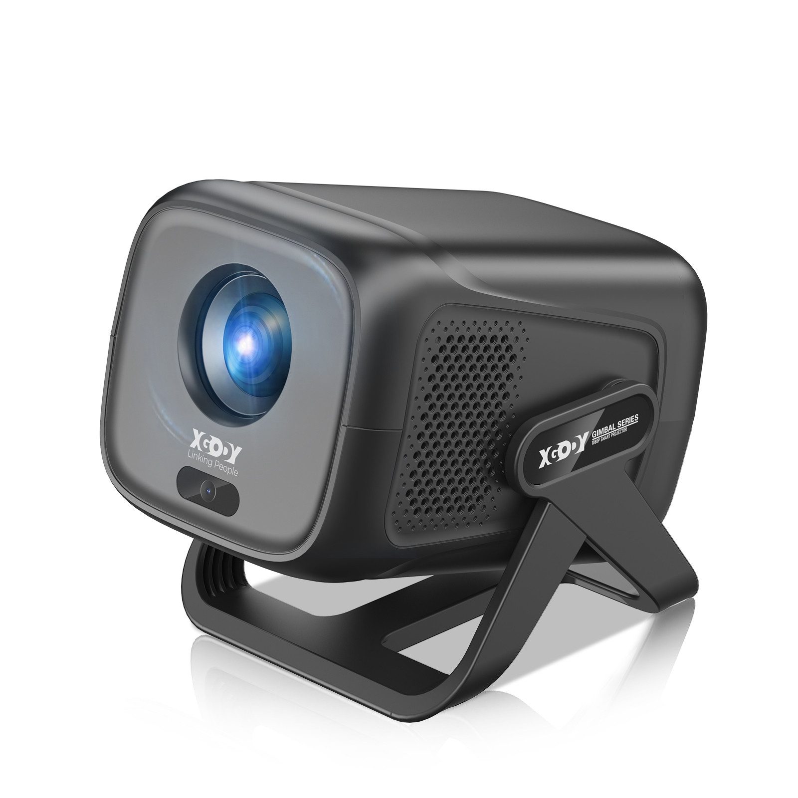 XGODY [1080P Native & Autofokus & 2025 Modell & Integrierte Apps] Mini Portabler Projektor (15000:1, 3840 x2160 px, 150-Zoll-Display, Smart Tragbarer Projektor)