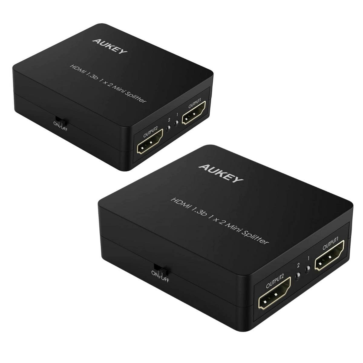 AUKEY HDMI-Splitter 2er Set HA-H01, 1x Input 2x Output Verteiler Hot-Plug Full HD 1080P 3D