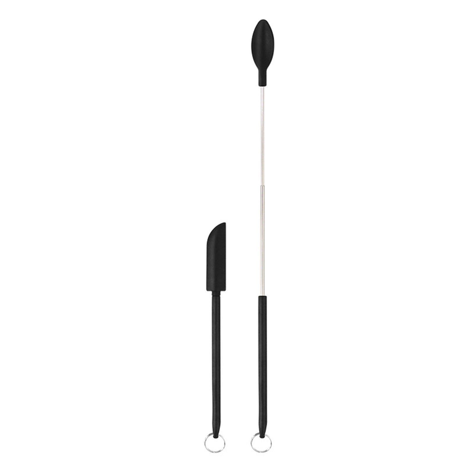 Blusmart Pfannenwender Mini-Silikonglas-Spatel-Set, Einziehbarer Küchenrührstab Für Die black