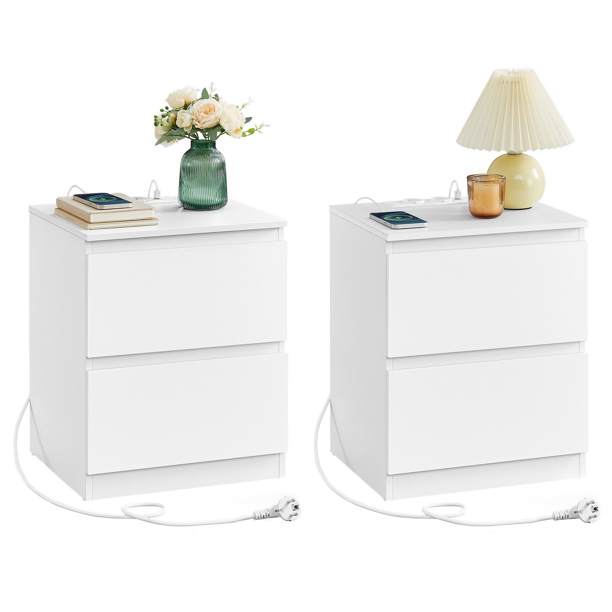 VASAGLE Nachttisch (2-St), Nachttisch mit Steckdosenleiste, Beistelltisch, günstig online kaufen
