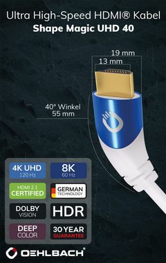 Oehlbach Shape Magic UHD 40 Ultra High-Speed HDMI® Kabel mit 40° Stecker HDMI-Kabel, HDMI, HDMI (100 cm)