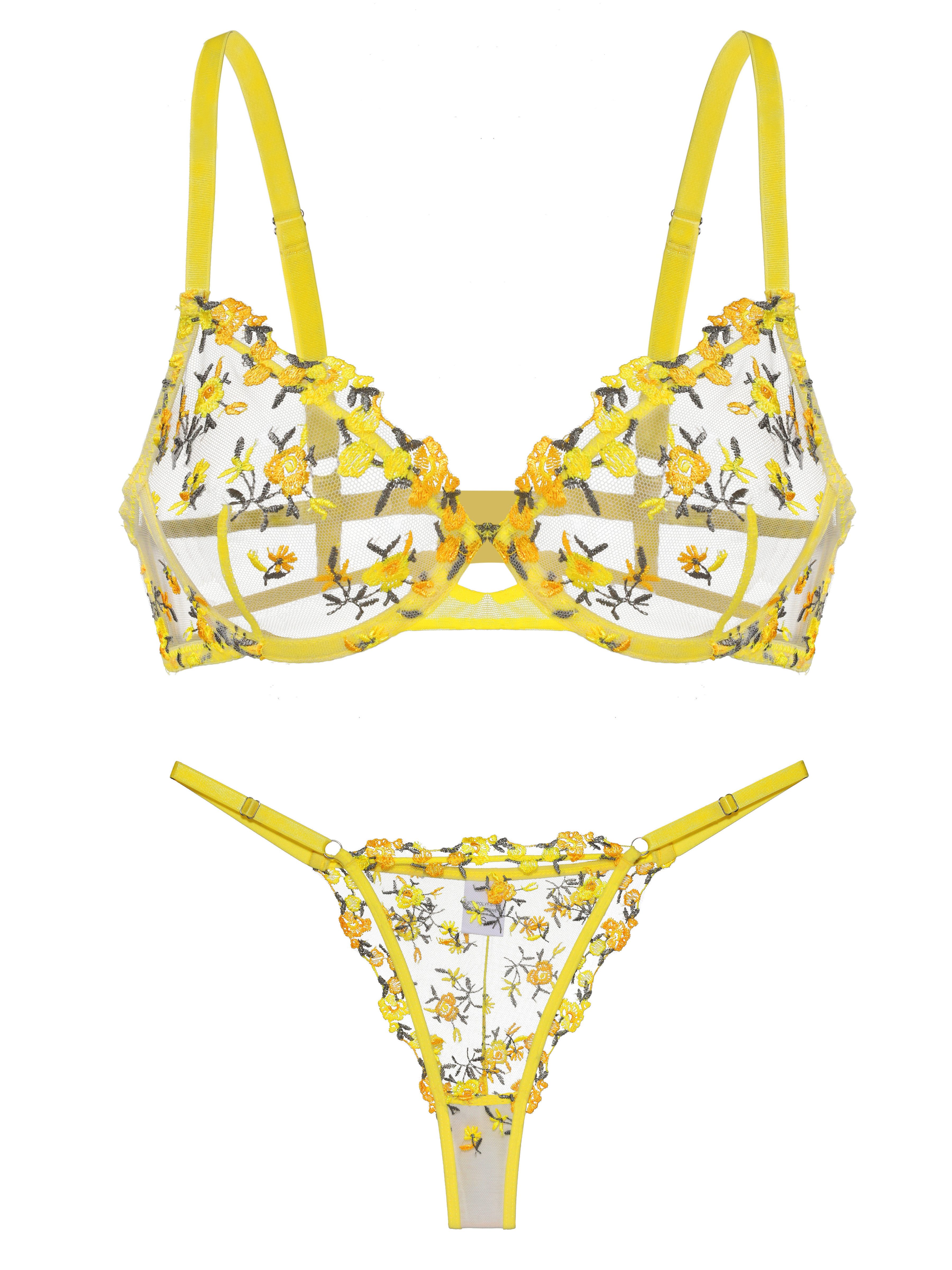 Elegant Love Set: Push-up-BH Sexy Dessous-Set, Bestickter BH und Tanga (Set, 2-tlg., mit String) Stilvolles Unterwäsche-Set, elegante Lingerie Set, Reizwäsche – Bild 2 von 5