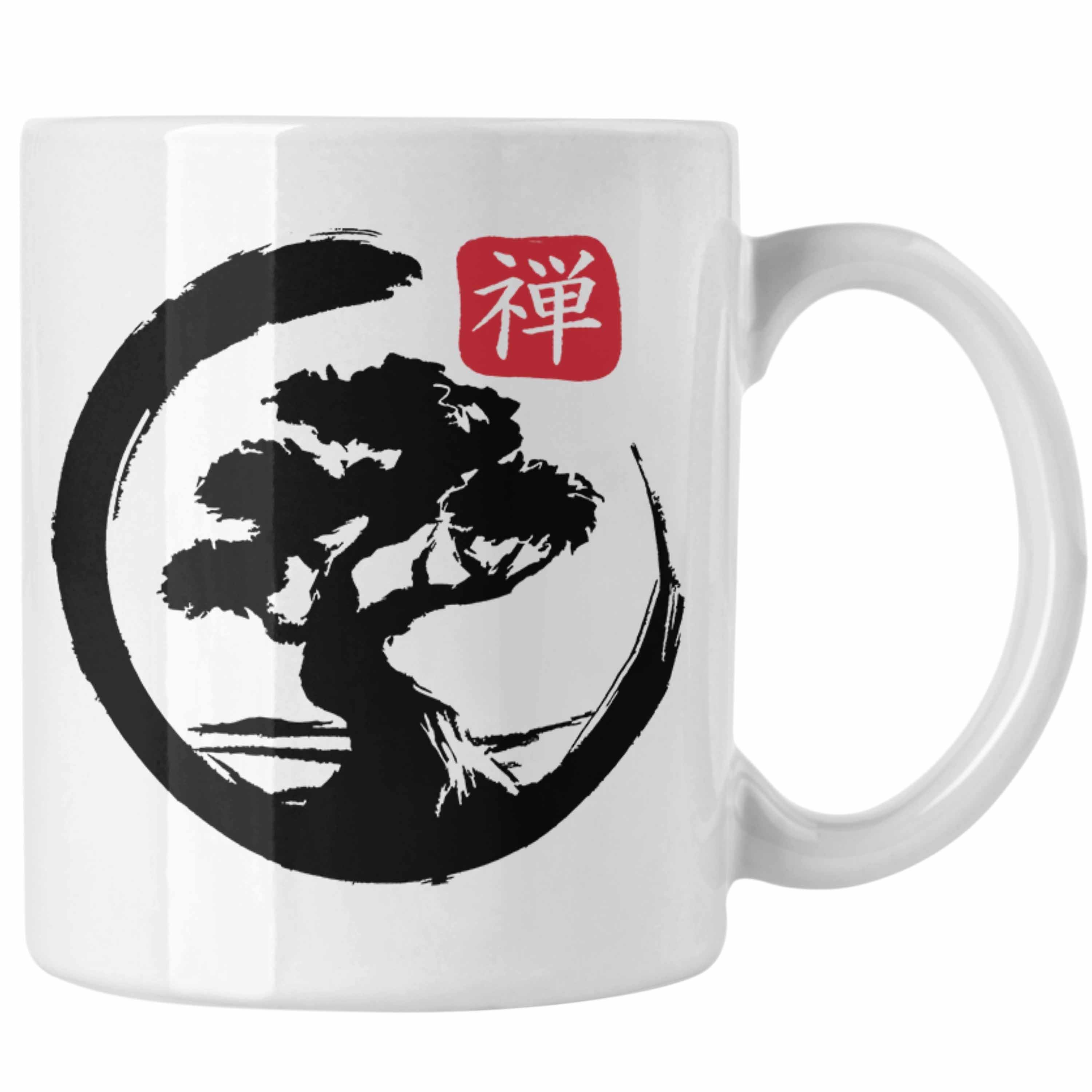 Geschenk Tasse Trendation Bonsai-Liebhaber Tasse Weiss Silhoette Bonsai für Lustige