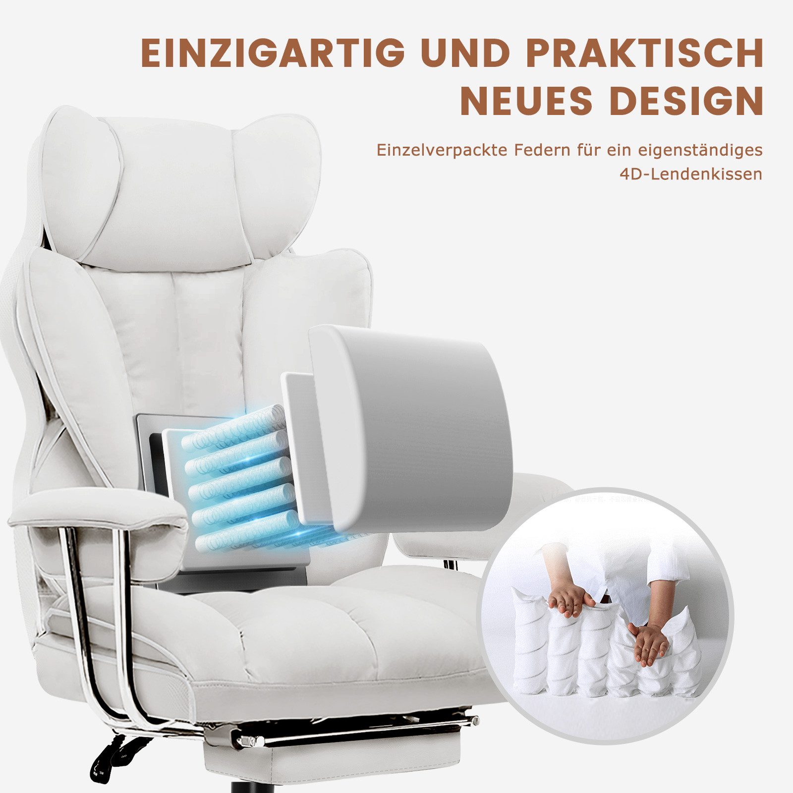 GTPLAYER Gaming-Stuhl Gamer Stuhl, Ergonomischer Bürostuhl mit Fußstütze, Gaming Chair mit Federsitzkissen, Gaming Sessel 180kg – Bild 2 von 5