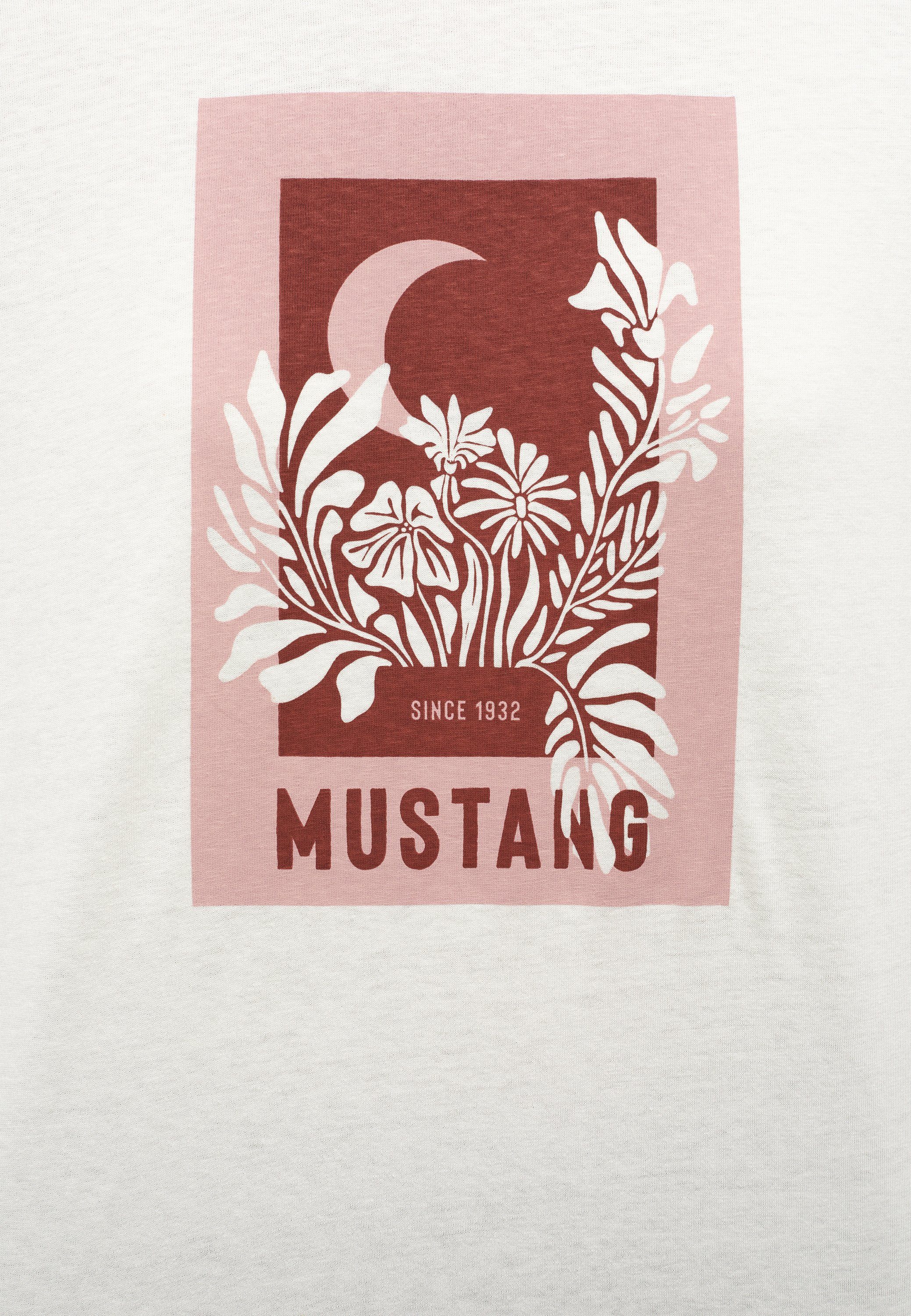 MUSTANG Kurzarmshirt Mustang T-Shirt Print-Shirt offwhite