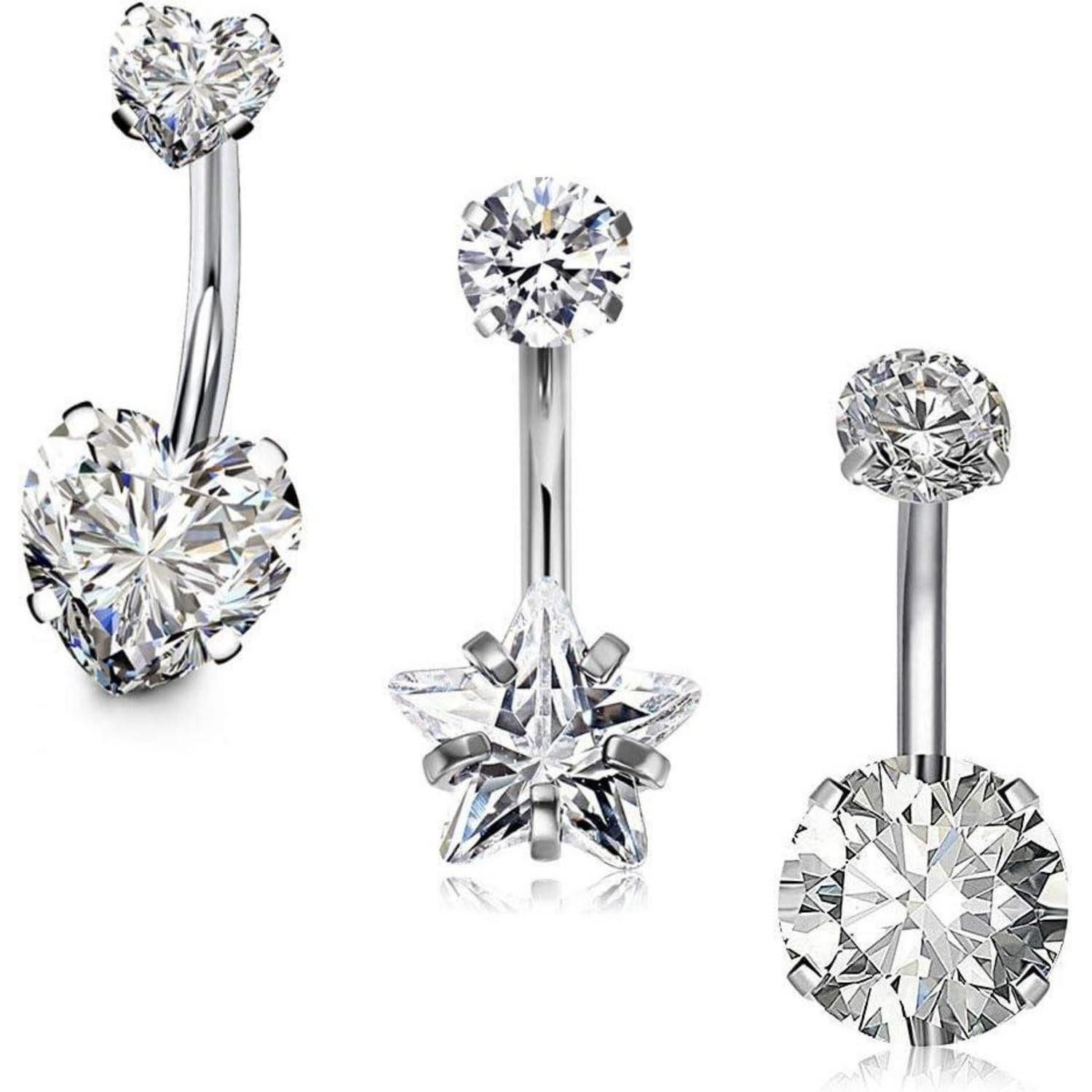 Briana Williams Bauchnabelpiercing Bauchnabelpiercing Silber 14G Herz Piercing Bauchnabel Edelstahl