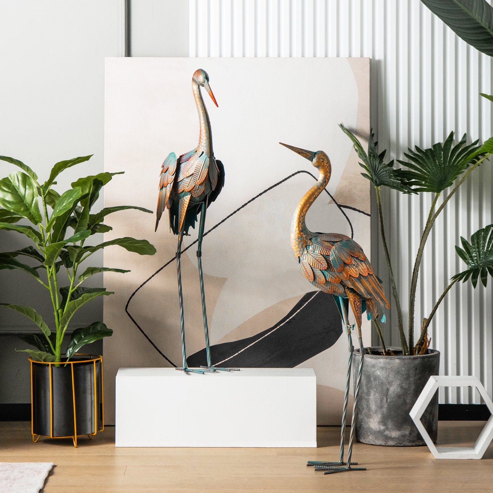 COSTWAY Gartenfigur, 2er-Set, Kranich-Gartenstatuen günstig online kaufen