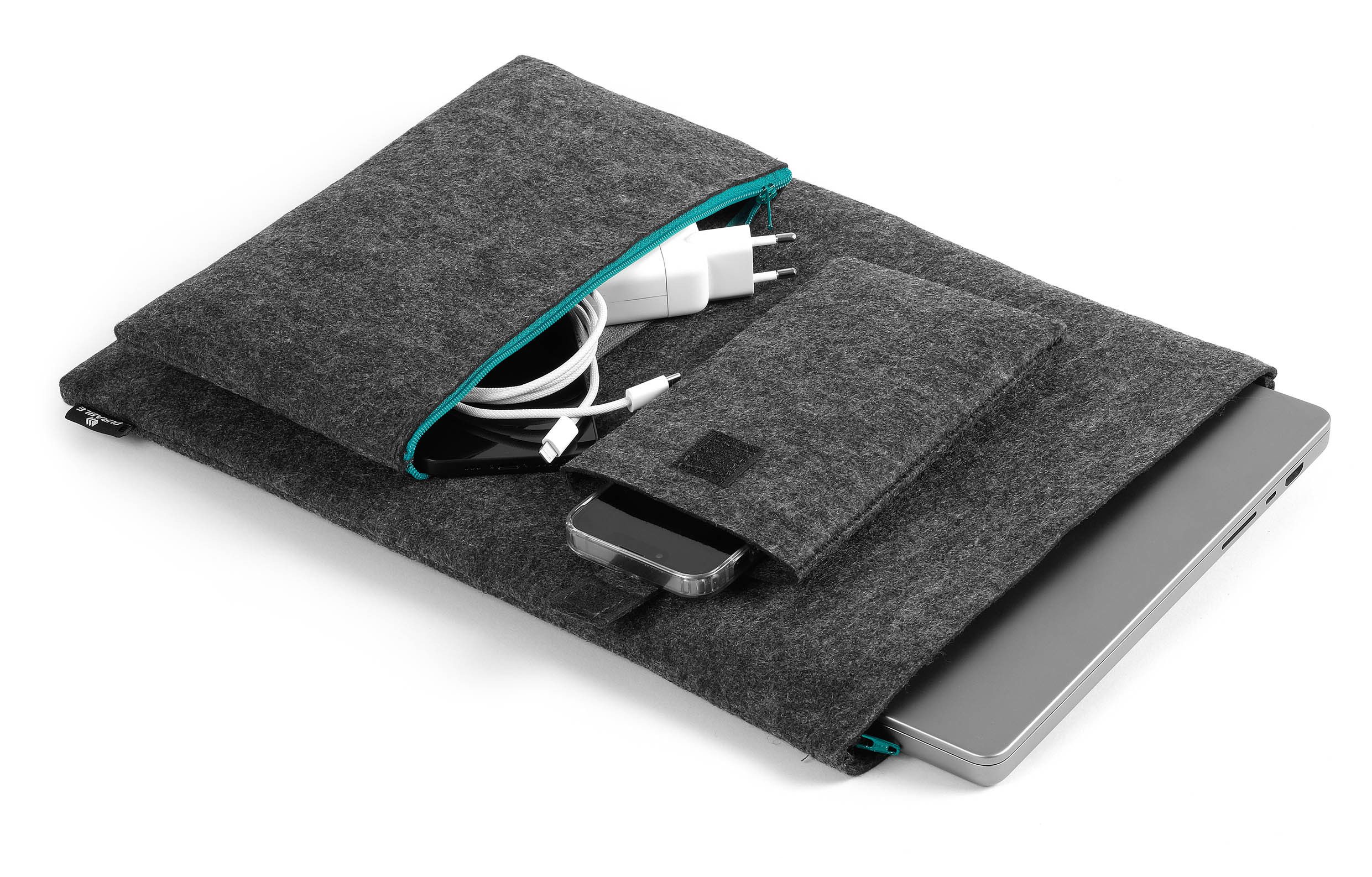 DURABLE Wandhalterung EFFECT, (monitorhalter, monitor, tischhalterung, bildschirm halterung, tischhalterung, bildschirm halterung, Durable Filzhülle MultiBag 16,4" Schutzhülle für Laptops, 60% recycelt)