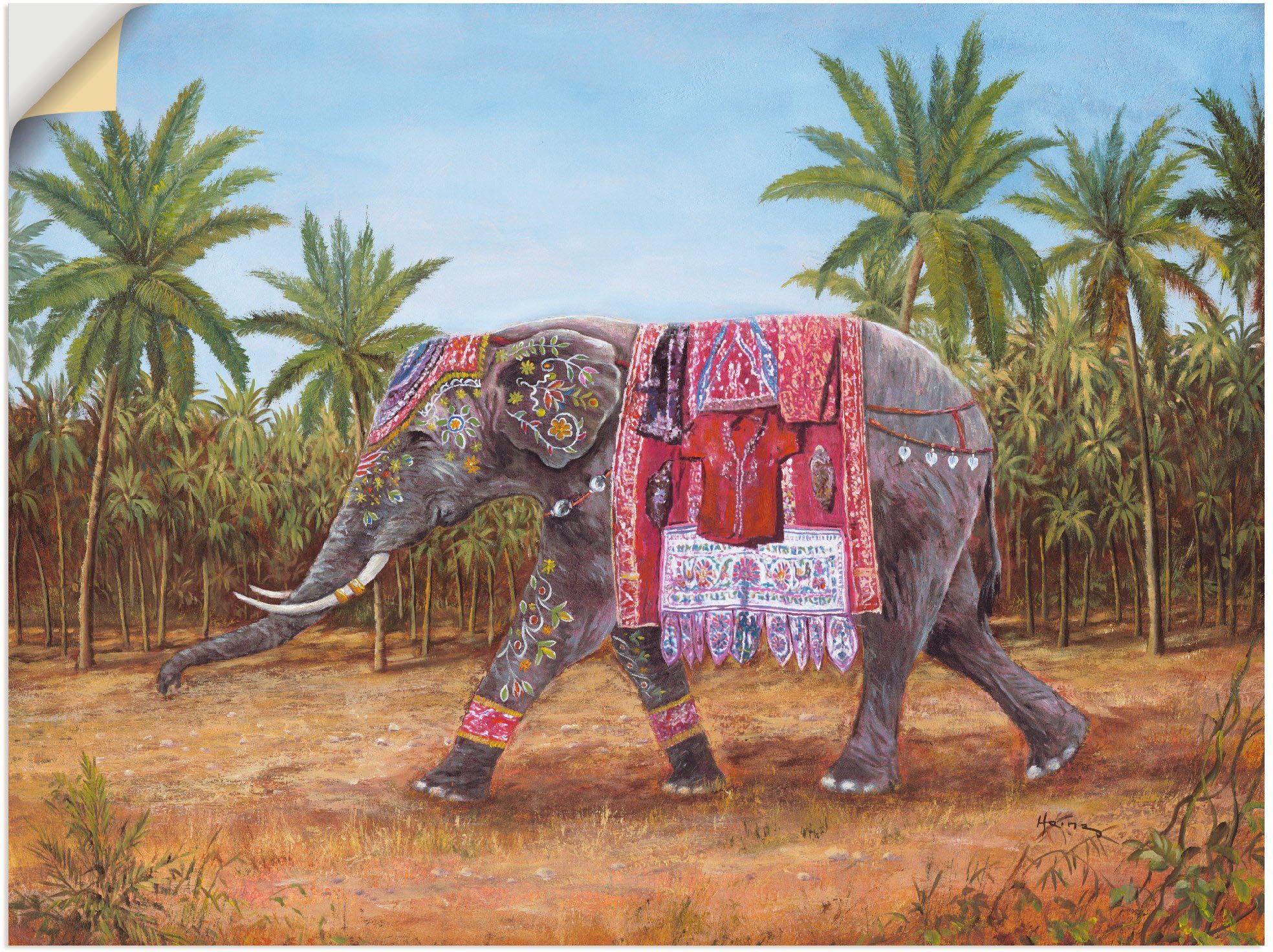Artland Wandbild Indischer Elefant, Wildtiere Poster Alubild, Wandaufkleber als St), in oder Größen versch. Leinwandbild, (1