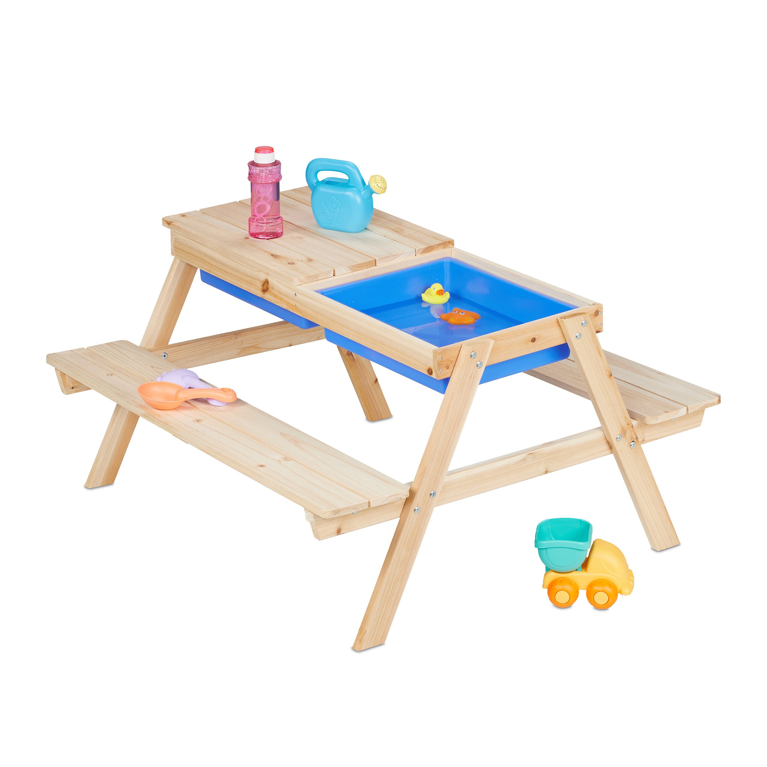 relaxdays Kindersitzgruppe Holz mit Matschtisch