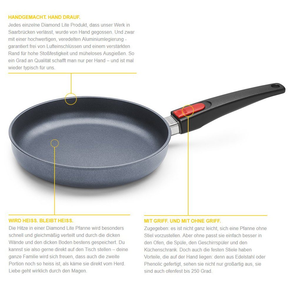 WOLL MADE IN GERMANY Bratpfanne "Diamond Lite" Hochrandpfanne Ø 32 cm, Aluminiumguss (1-tlg), Induktionsgeeignet
