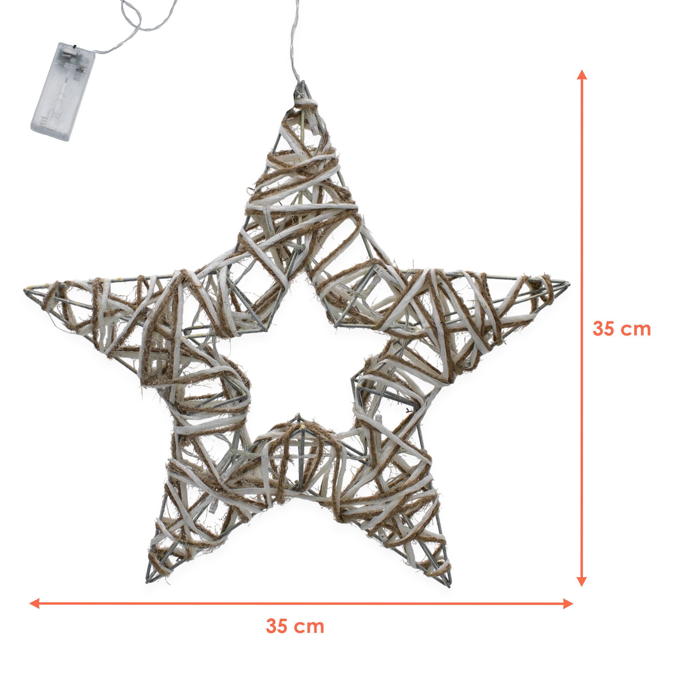 Spetebo LED-Dekofigur Rattan Stern zum Hängen warm weiß beleuchtet (Anzahl, günstig online kaufen