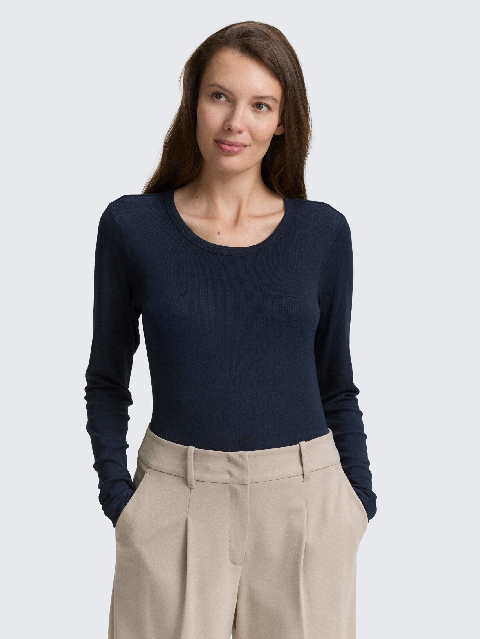 TOM TAILOR Langarmshirt Basic Slim Fit günstig online kaufen