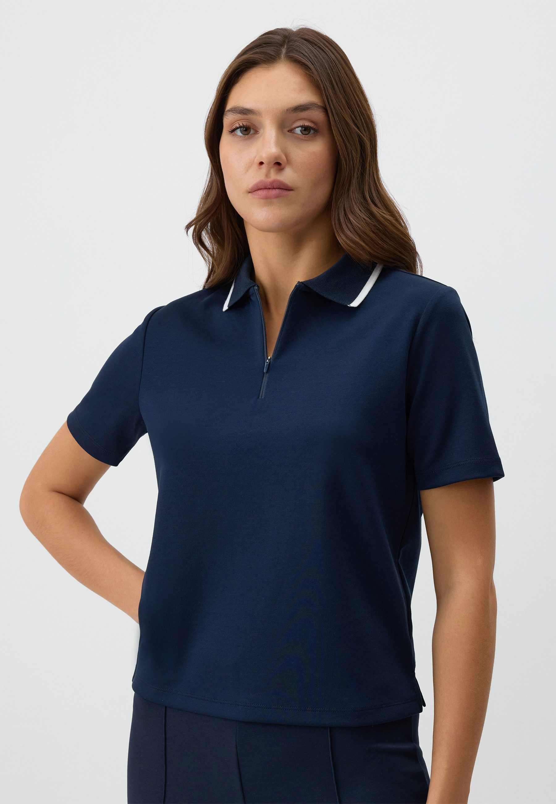 Poloshirt Regular Fit Poloshirt Gestricktes Dunkelblaues T-Shirt