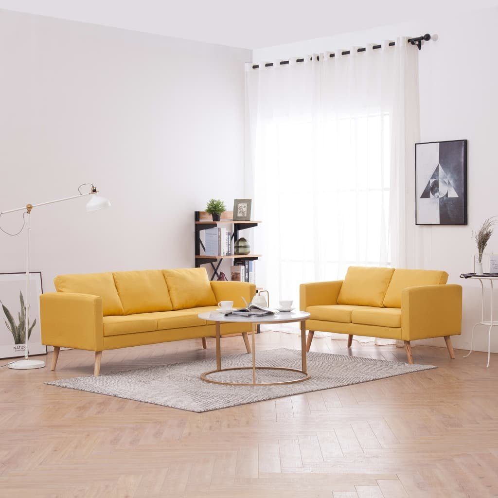 vidaXL 3-Sitzer Sofa Set 2-Sitzer und 3-Sitzer Stoff Gelb